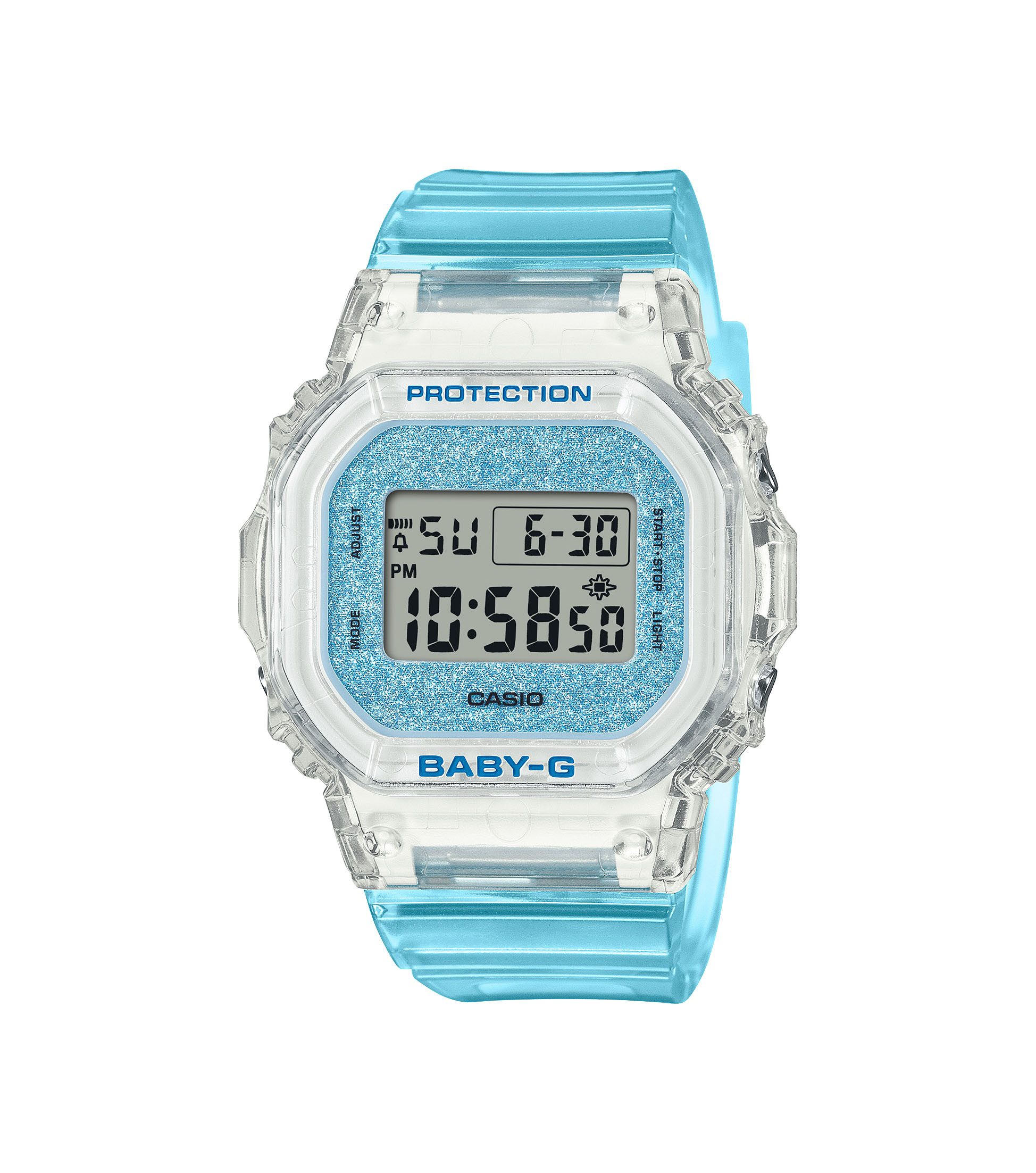 CASIO Quarzuhr Casio Baby-G Damenuhr BGD-565GC-2ER Resin, Blau transparent, (1-tlg)