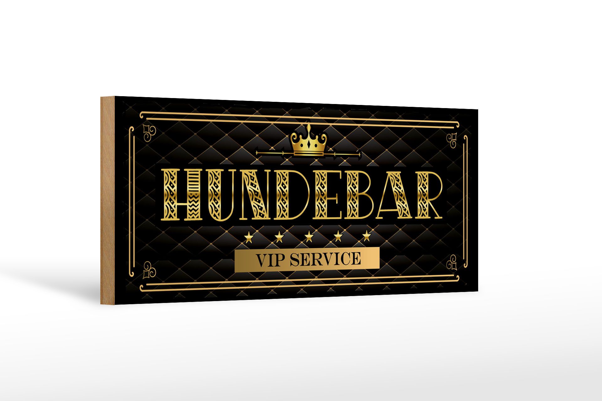 Holzbild Hinweis 27x10 cm Hundebar vip service schwarzes