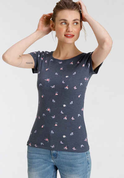 KangaROOS T-Shirt mit süßem Schmetterling & Blumen - Alloverdruck - NEUE KOLLEKTION