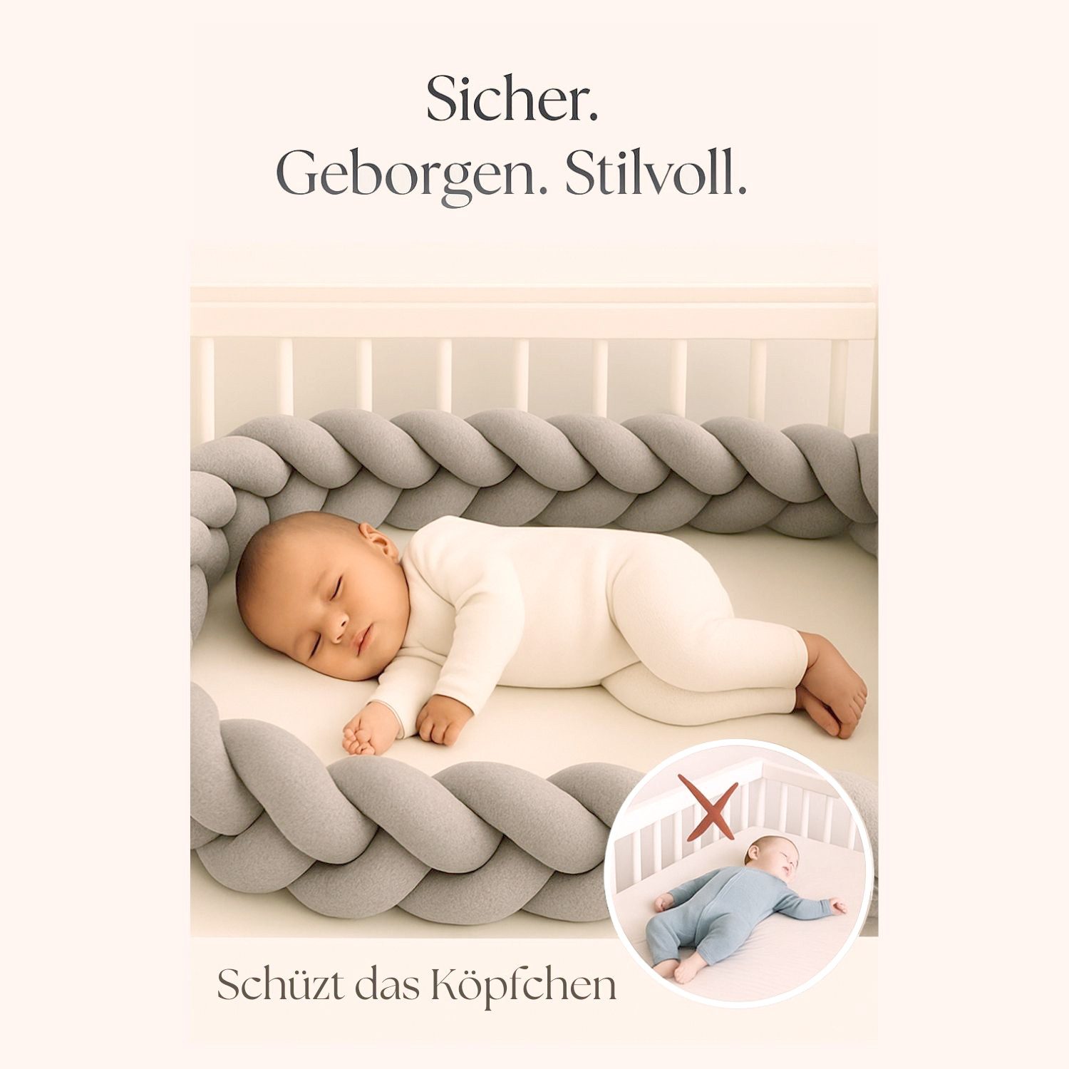 Nordic Coast Company Nestchenschlange XXL Bettschlange geflochten, Bettschl günstig online kaufen