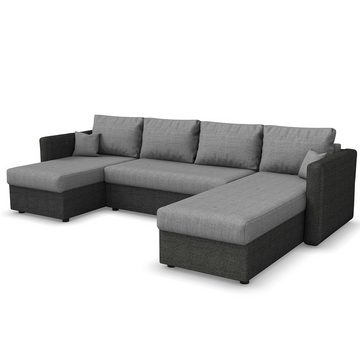 Vicco Wohnlandschaft Ecksofa mit Schlaffunktion XXL Grau / Anthrazit, mit Stauraum