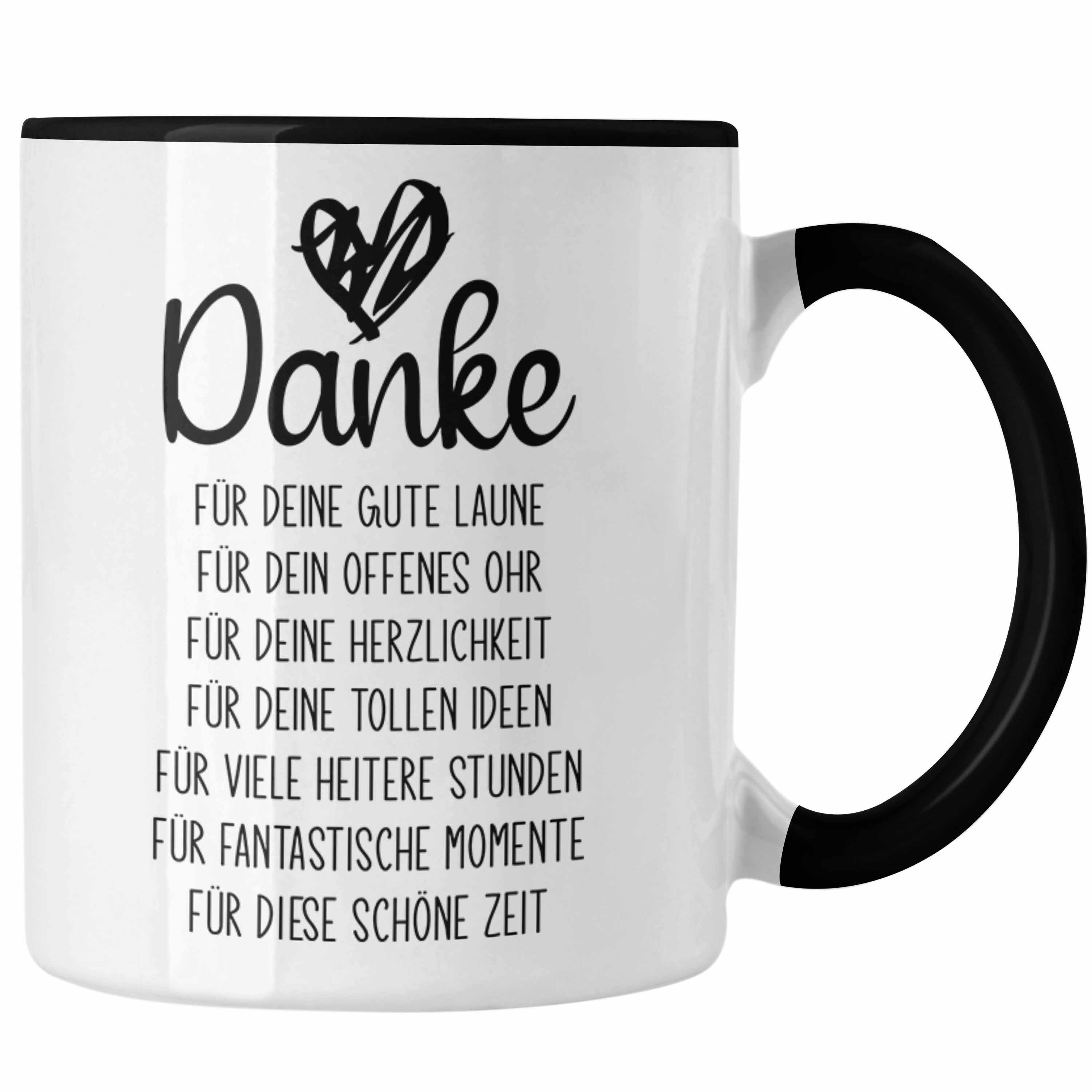 Trendation Tasse Trendation - Dankeschön Tasse Geschenk Danke Sagen Danke für Die Gute Laune Offenes Ohr Spruch Muttertag Vatertag Mama