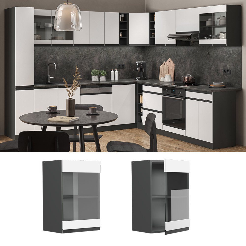 Vicco Glashängeschrank R-Line, Weiß/Anthrazit, 40 cm günstig online kaufen