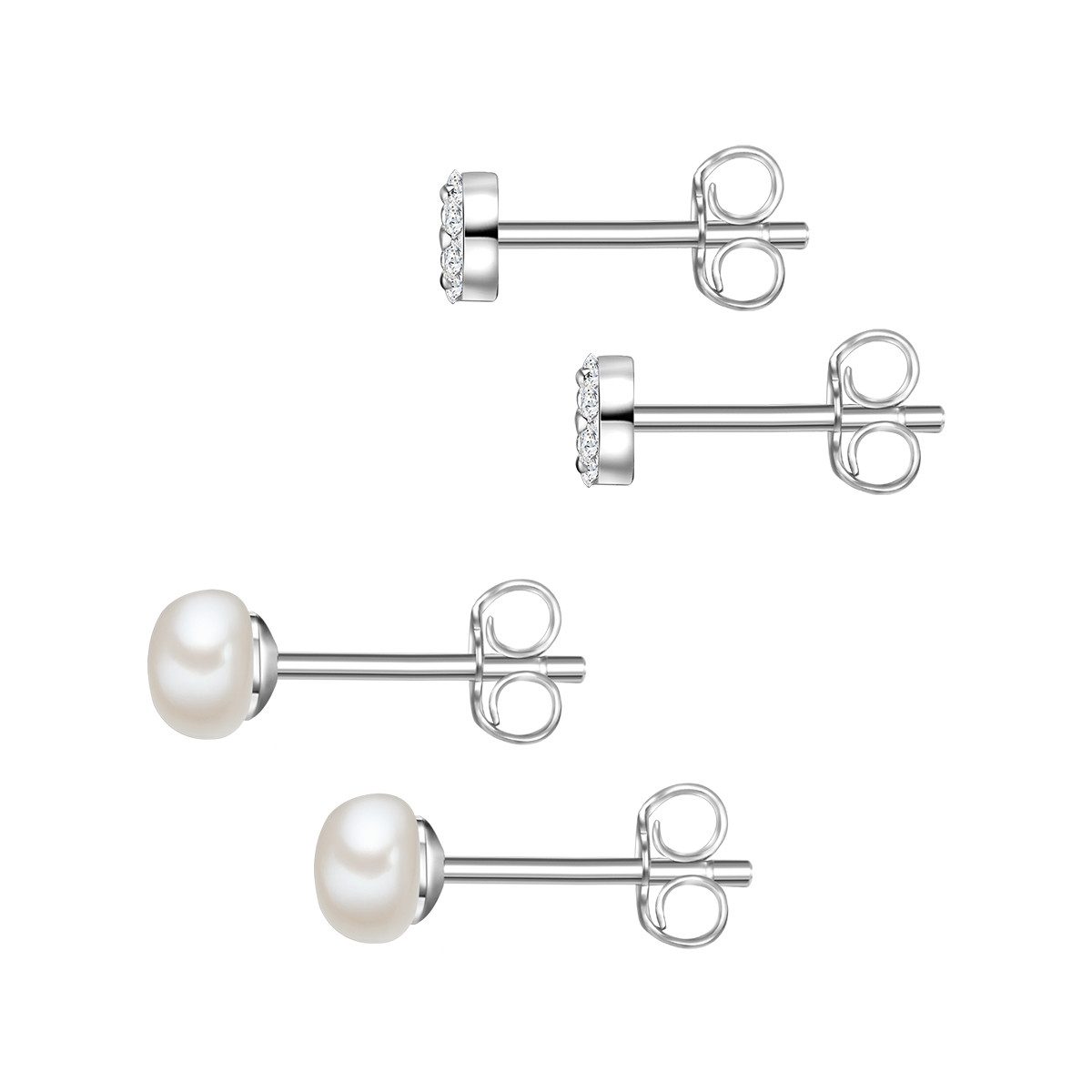 Lulu & Jane Paar Ohrstecker Set: AV194 (4-tlg), mit Zirkonia