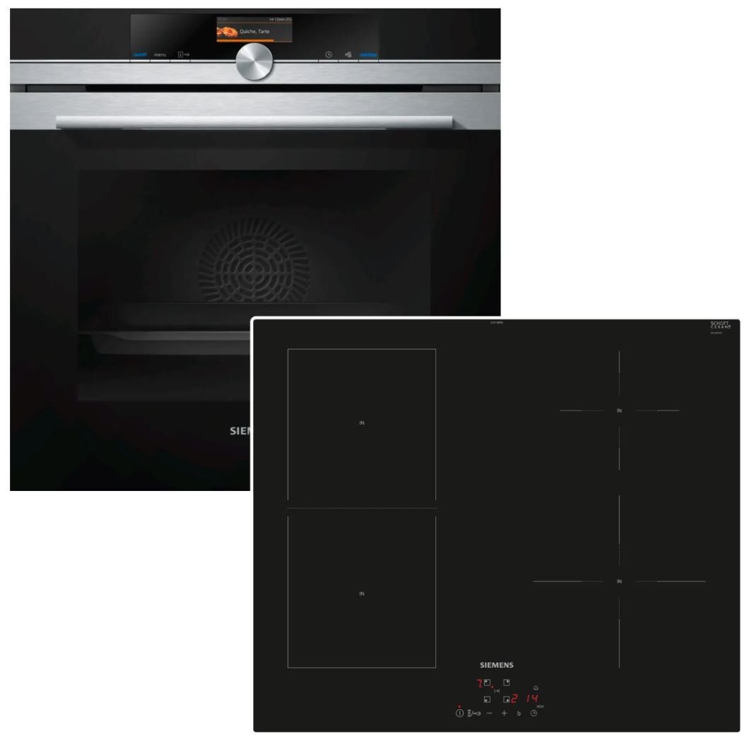 Backofen-Set Pyrolyse Teleskopauszug + Induktionskochfeld PowerBooster autark 60 cm