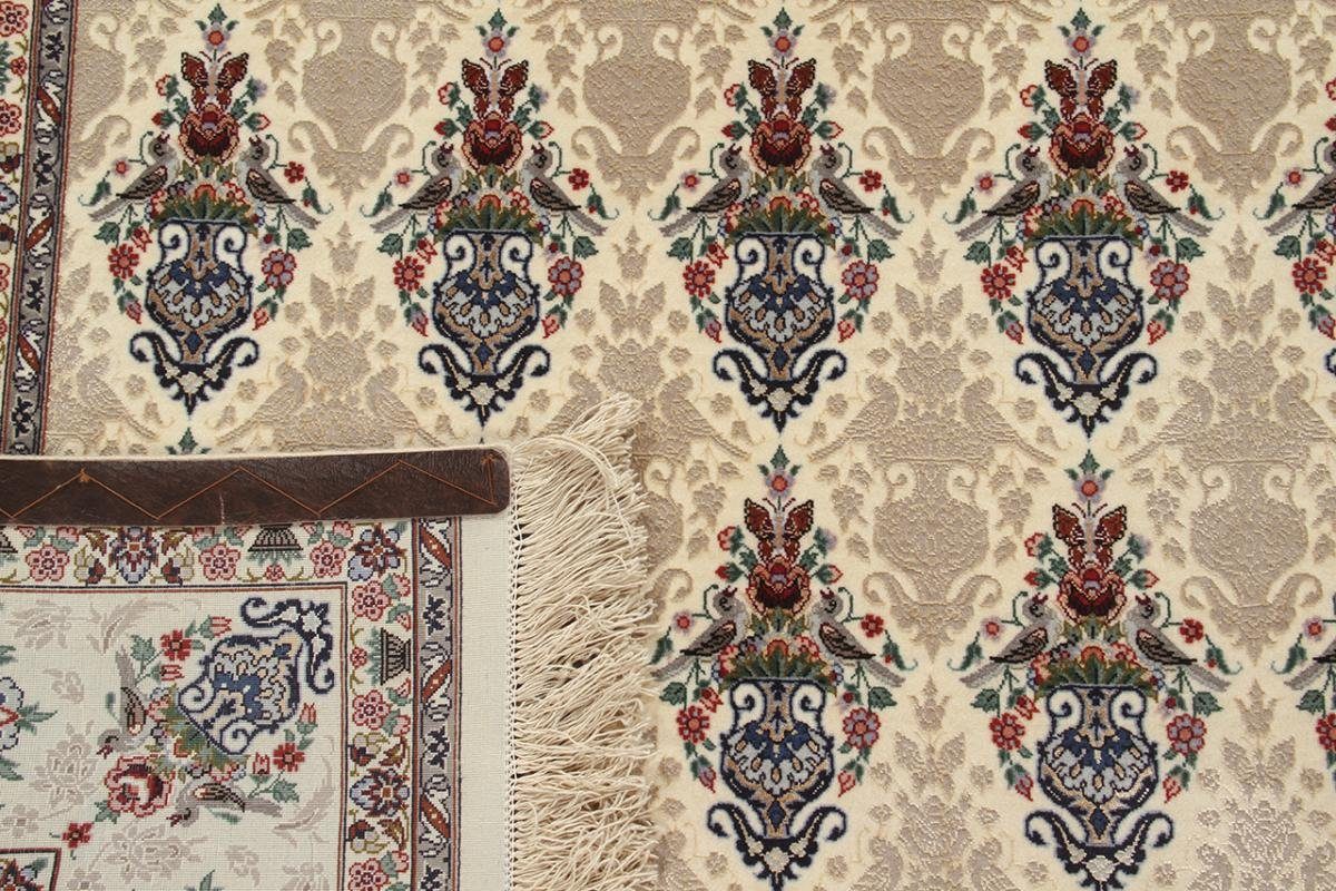 Isfahan Trading, Handgeknüpfter 6 mm Orientteppich Nain Seidenkette rechteckig, 137x207 Orientteppich, Höhe: