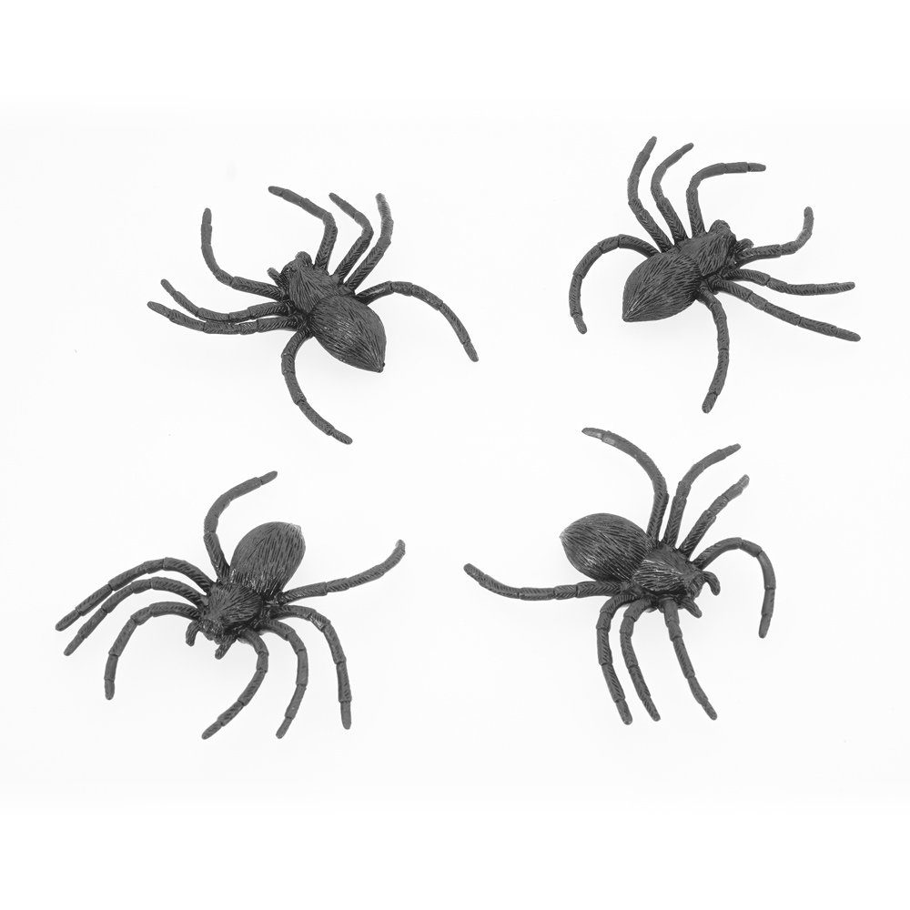 CHAKS Dekoobjekt 4er Set 'Spinnen' - 9 cm, Schwarz - Halloween Dek