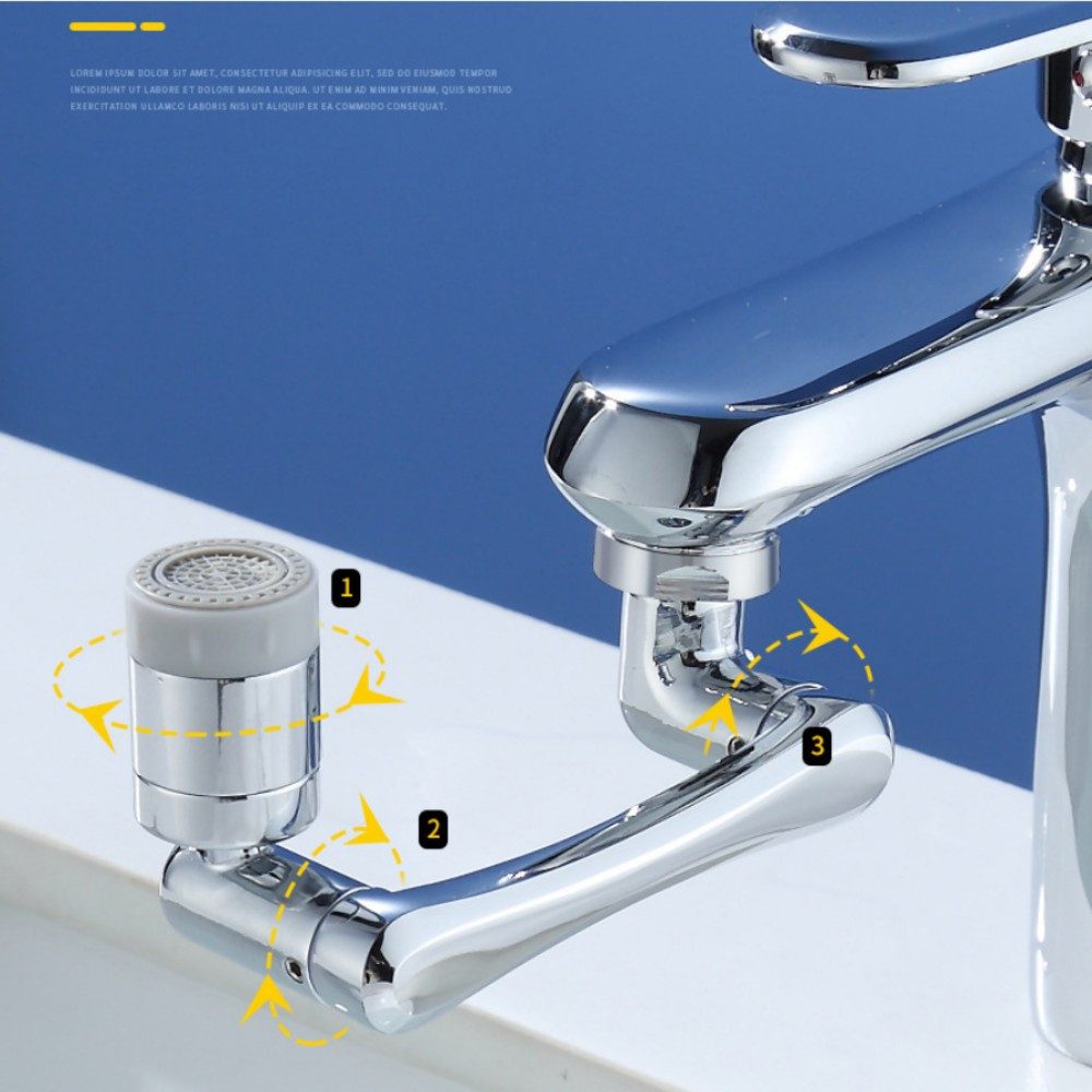 POPOLIC Waschtischarmatur Wasserhahn verlängerung, 1440° drehbarer Luftsprudler, 2 Sprühfunktion spritzwassergeschützt, drehbarer und ausziehbarer Roboterarm – Bild 3 von 5