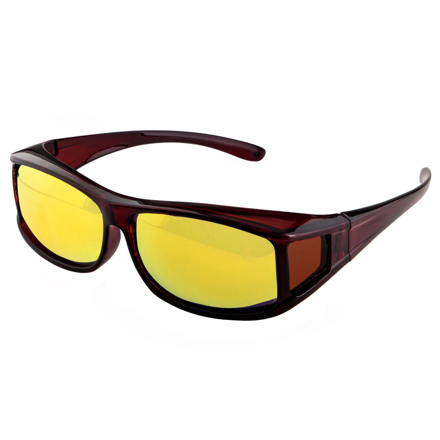 ActiveSol SUNGLASSES Sonnenbrille Überziehsonnenbrille Classic für Herren polarisierte, UV 400 Braun Glänzend