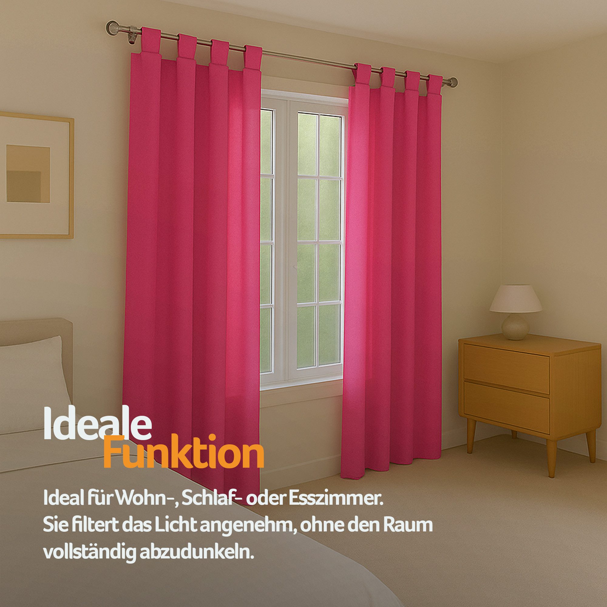 Bestlivings Gardine "Ellen" mit Schlaufen (2 St), Schlaufe, blickdicht, Polyester, einfarbig, modern, waschbar bei 30°C – Bild 4 von 5