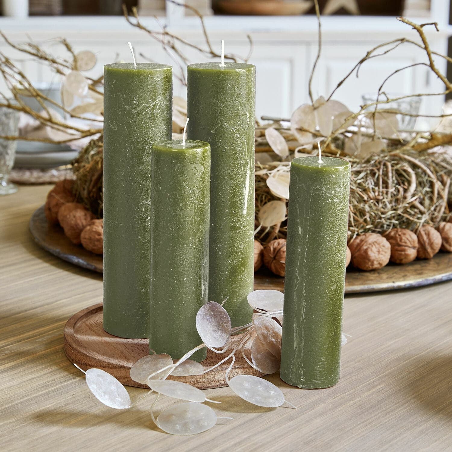 Mirabeau Stumpenkerze Kerze 4er Set Avinal grün (4er Set, 4er Set), none