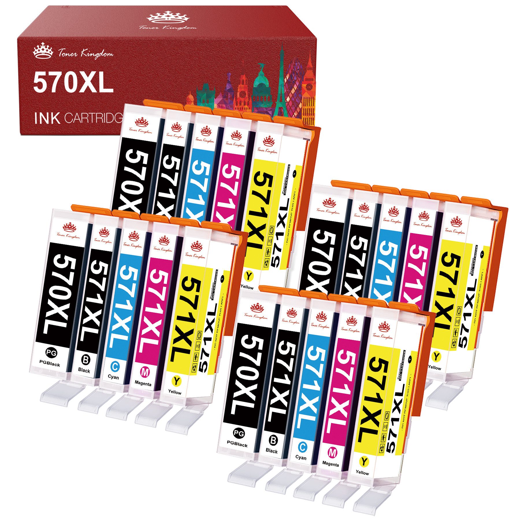 Toner Kingdom 10er/20er Multipack für CANON pgi 570xl 571xl PGI-570 CLI-571 xl Tintenpatrone (Für PIXMA TS5050 TS5000 MG5750 MG6850)