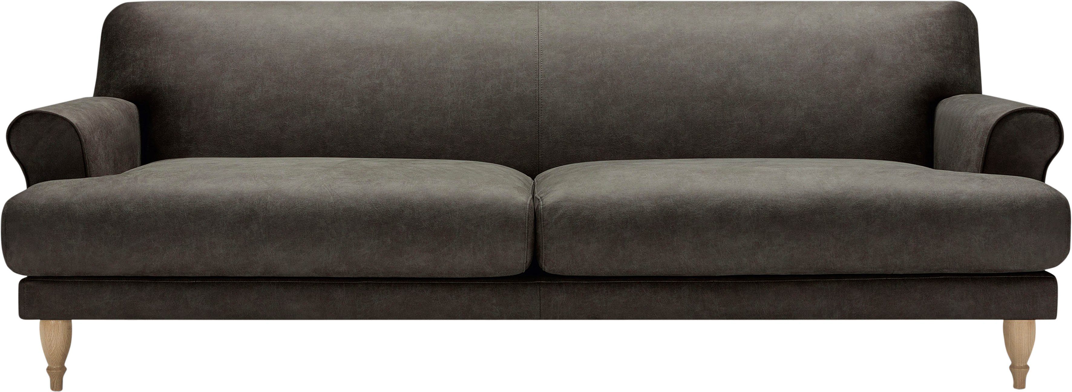 mit Polsterunterlage Eiche Sitzunterfederung LOVI Sofa Ginger, 3-Sitzer, Füße natur,