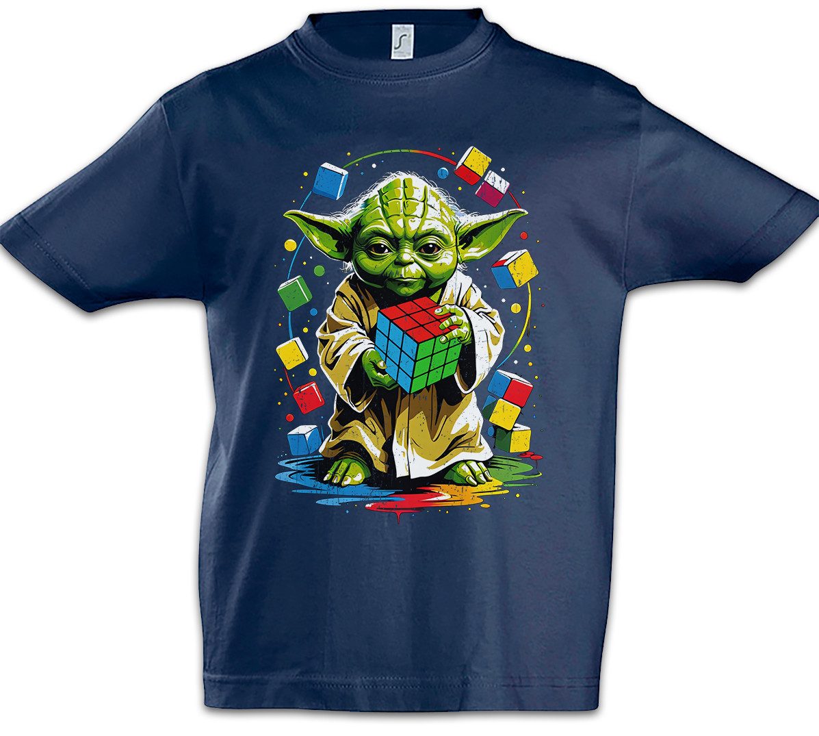 Print-Shirt Master Cube Kinder T-Shirt Zauberwürfel Wars Yoda 80s Magic Star Speed