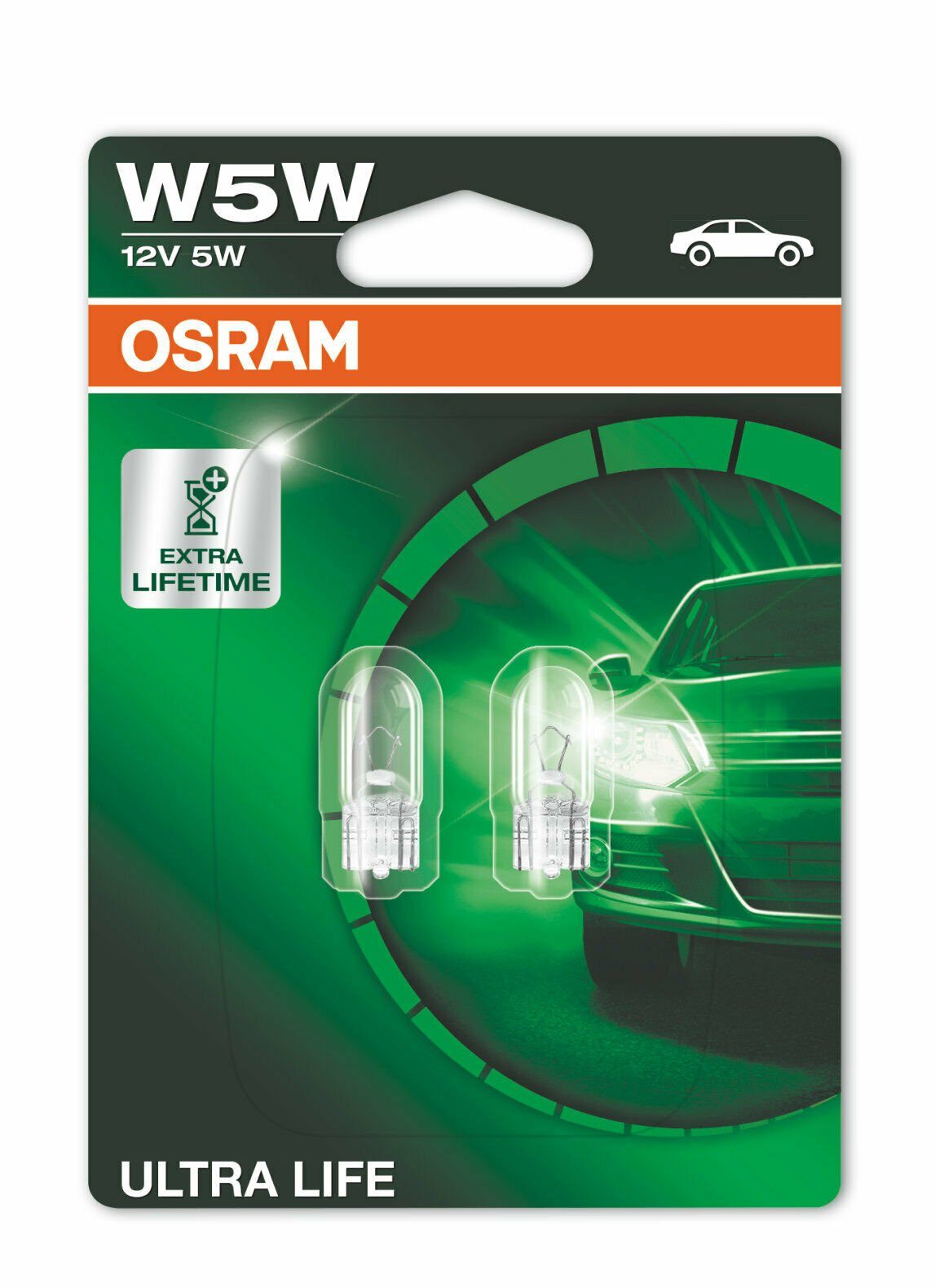 Osram KFZ-Ersatzleuchte ULTRA LIFE W5W W2.1x9.5d 12 V/5 W (2er Blister)