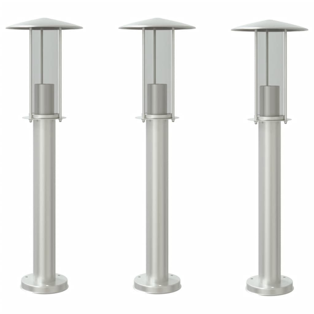 vidaXL Gartenleuchte Wegeleuchten 3 Stk. Silbern 60 cm Edelstahl