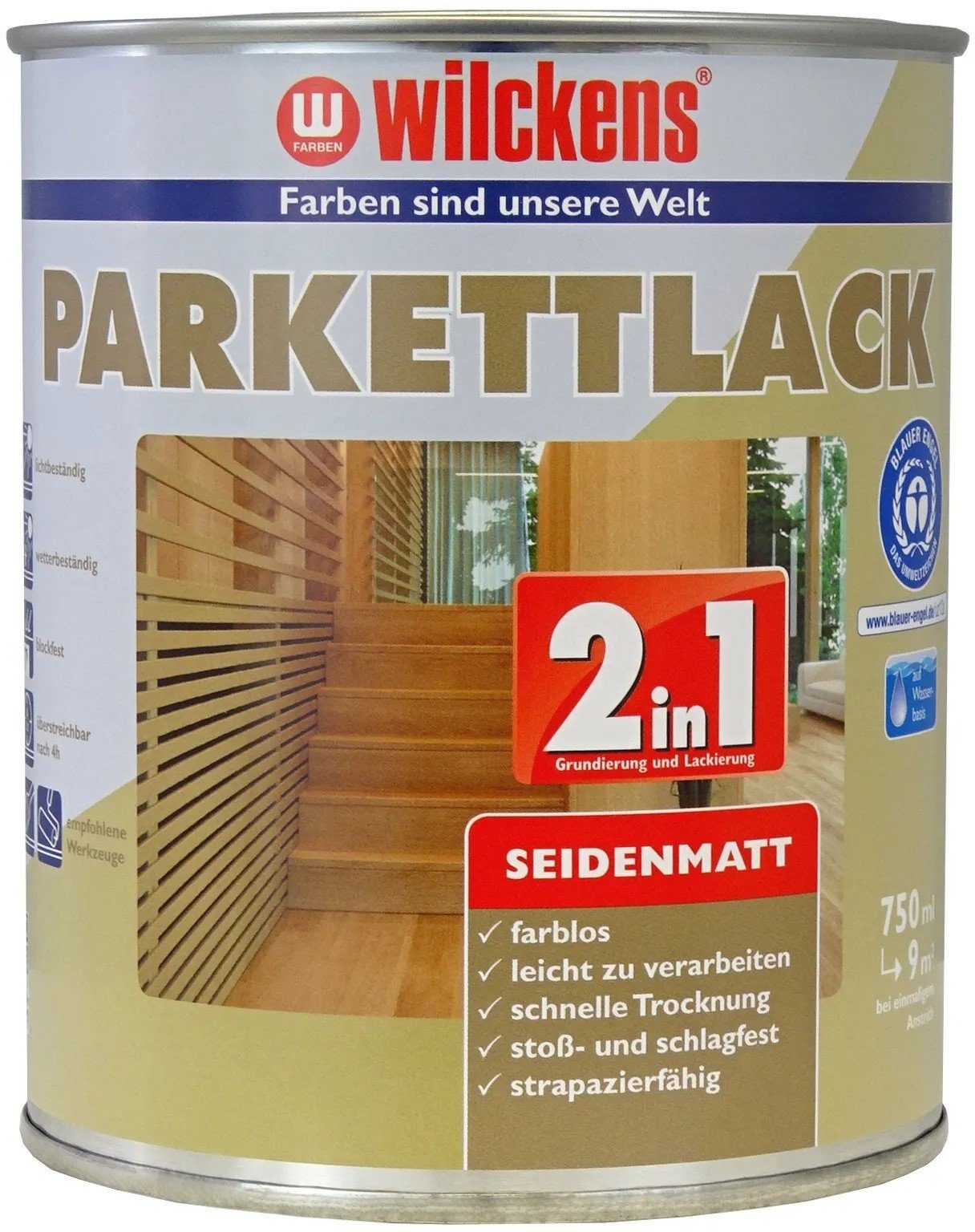 Treppen- seidenmatt 2in1 Parkettlack Wilckens Wilckens und Farblos Farben Parkettlack