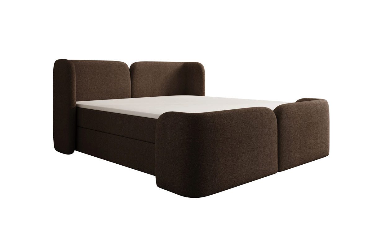 Luxusbetten24 Boxspringbett Riva in Bouclé mit Stauraum, wahlweise mit oder ohne Topper