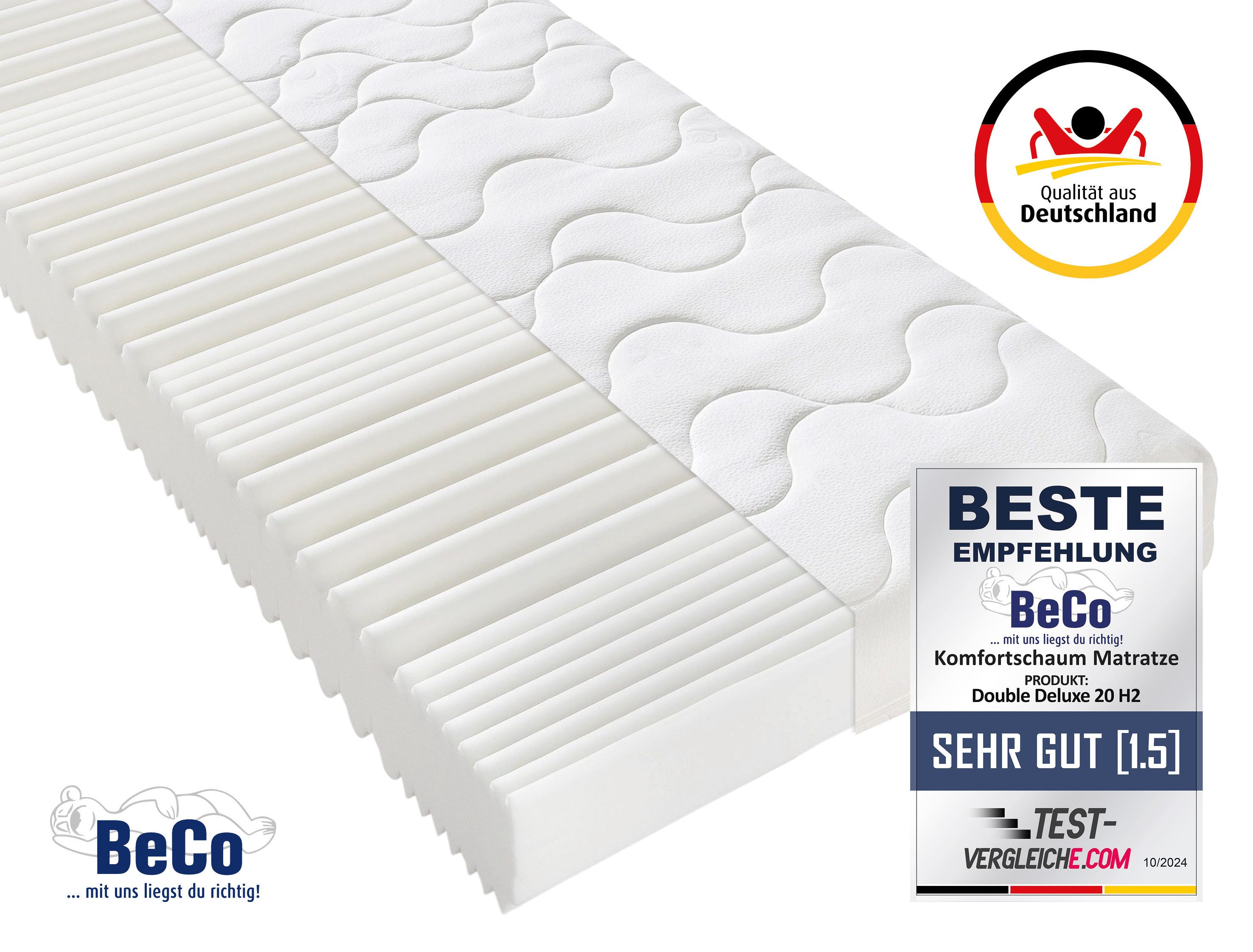 Komfortschaummatratze Double Deluxe Matratze 20, Matratze in 90x200 cm und weiteren Größen, Beco, 20 cm hoch, Matratze vom TÜV Süd getestet*, über 2.000 5-Sterne-Bewertungen!
