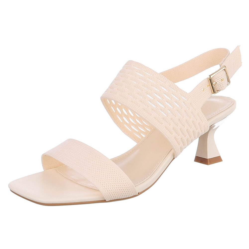 Ital-Design Damen Sandale mit Absatz und Fersenriemen Sandalette (91742700) Pfennig-/Stilettoabsatz Sandalen & Sandaletten in Beige
