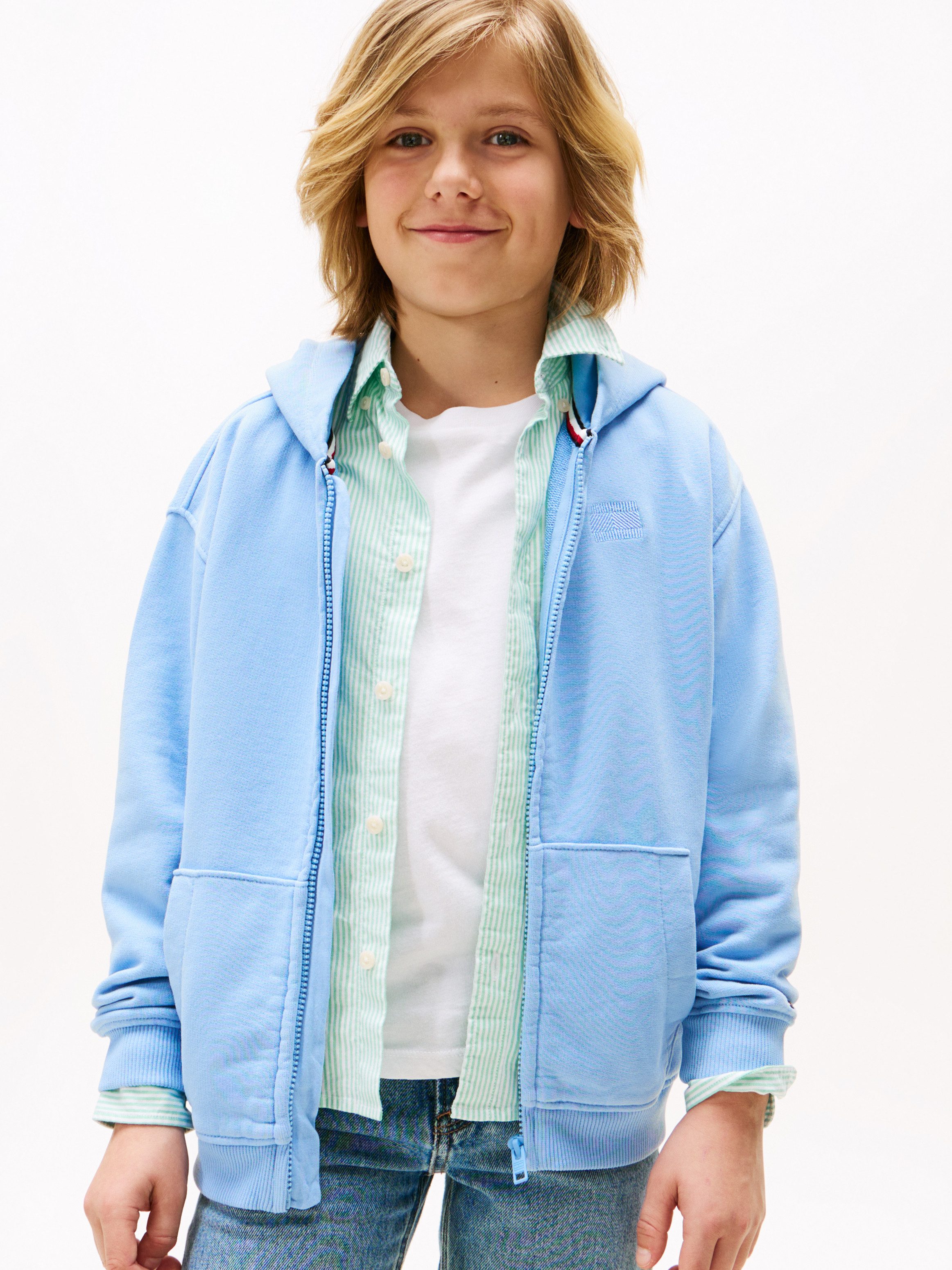 Tommy Hilfiger Kapuzensweatjacke TONAL FLAG EMB ZIP HOODIE für Kinder bis 16 Jahre, mit Kapuze