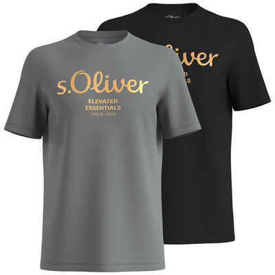 s.Oliver T-Shirt mit Metallic-Logo-Aufdruck im 2er Pack