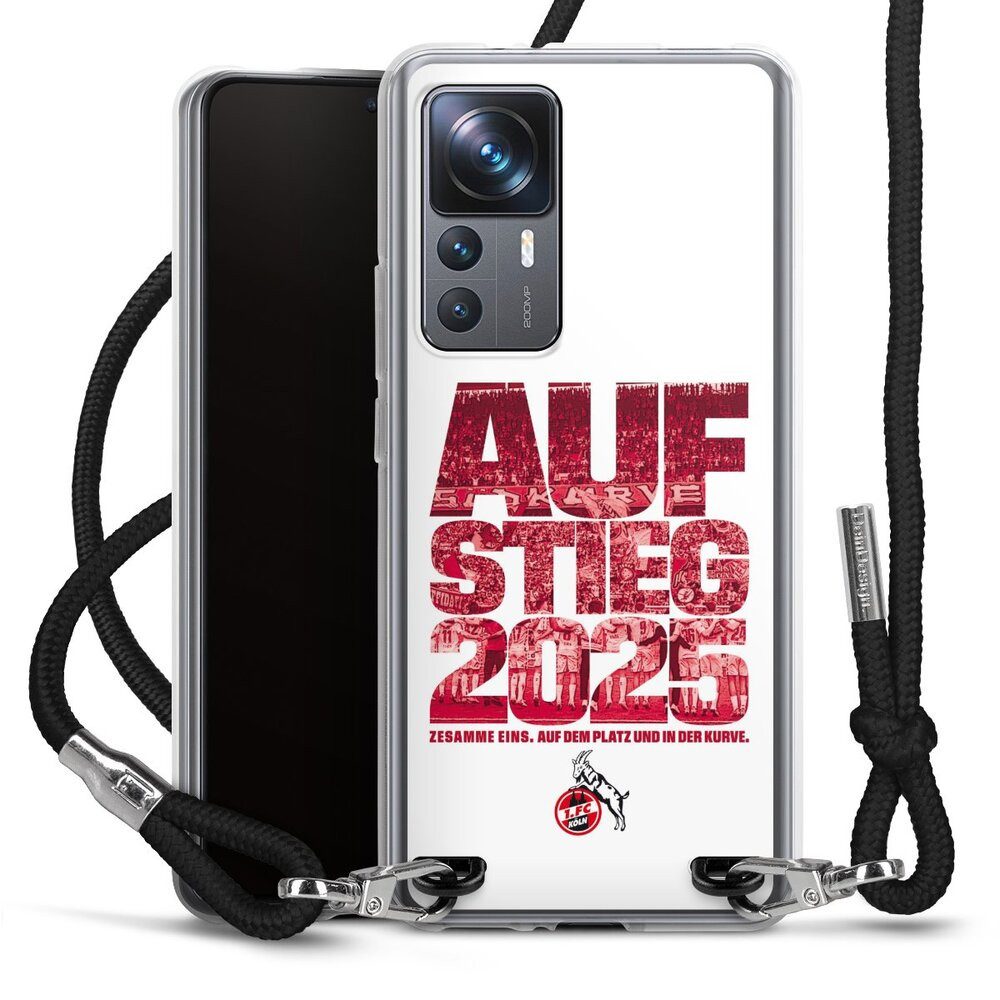 DeinDesign Handyhülle 1. FC Köln Aufstieg Offizielles Lizenzprodukt 1. FC Köln Aufstieg 2025, Xiaomi 12T Pro 5G Handykette Hülle mit Band Case zum Umhängen