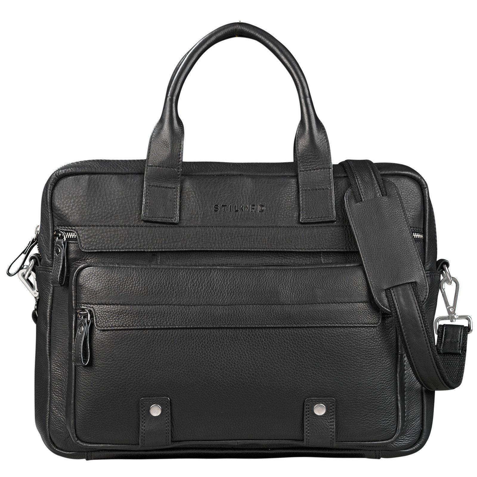 STILORD Laptoptasche "Leander" Umhängetasche schwarz Leder