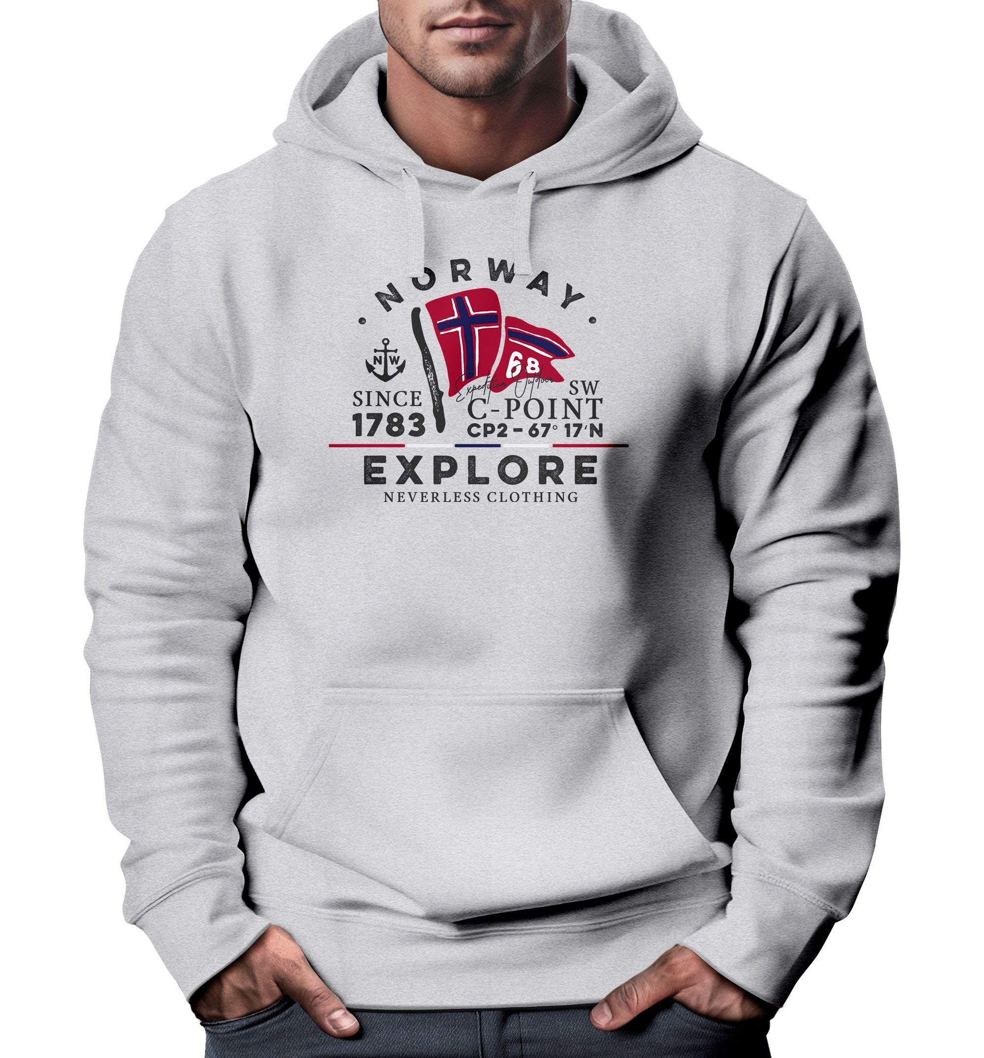 Hoodie Hoodie Herren Norway Explore norwegische Flagge Norwegen