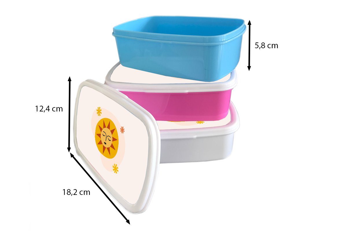 MuchoWow Lunchbox Sonne - Sommer weiß (2-tlg), Kunststoff, für Kinder Brotbox Brotdose, Jungs - Mädchen Pastell, für Erwachsene, und und