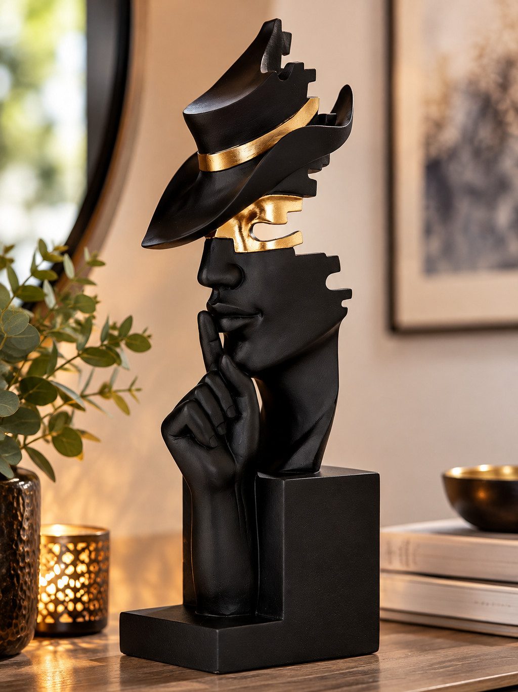 MF Skulptur Deko Skulptur Mystique Noir Kopf Figur modern schwarz gold (1 St)