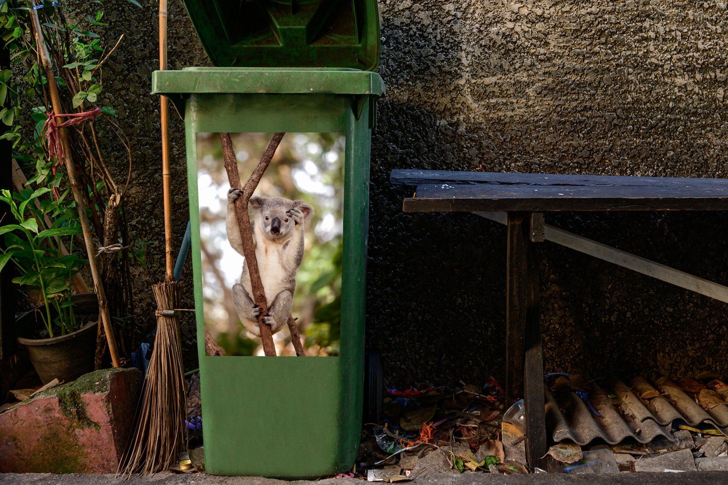 (1 Abfalbehälter - Koala Sticker, Mülleimer-aufkleber, - Mädchen Container, - Jungen - Mülltonne, Wandsticker - MuchoWow St), Äste Tier Kinder