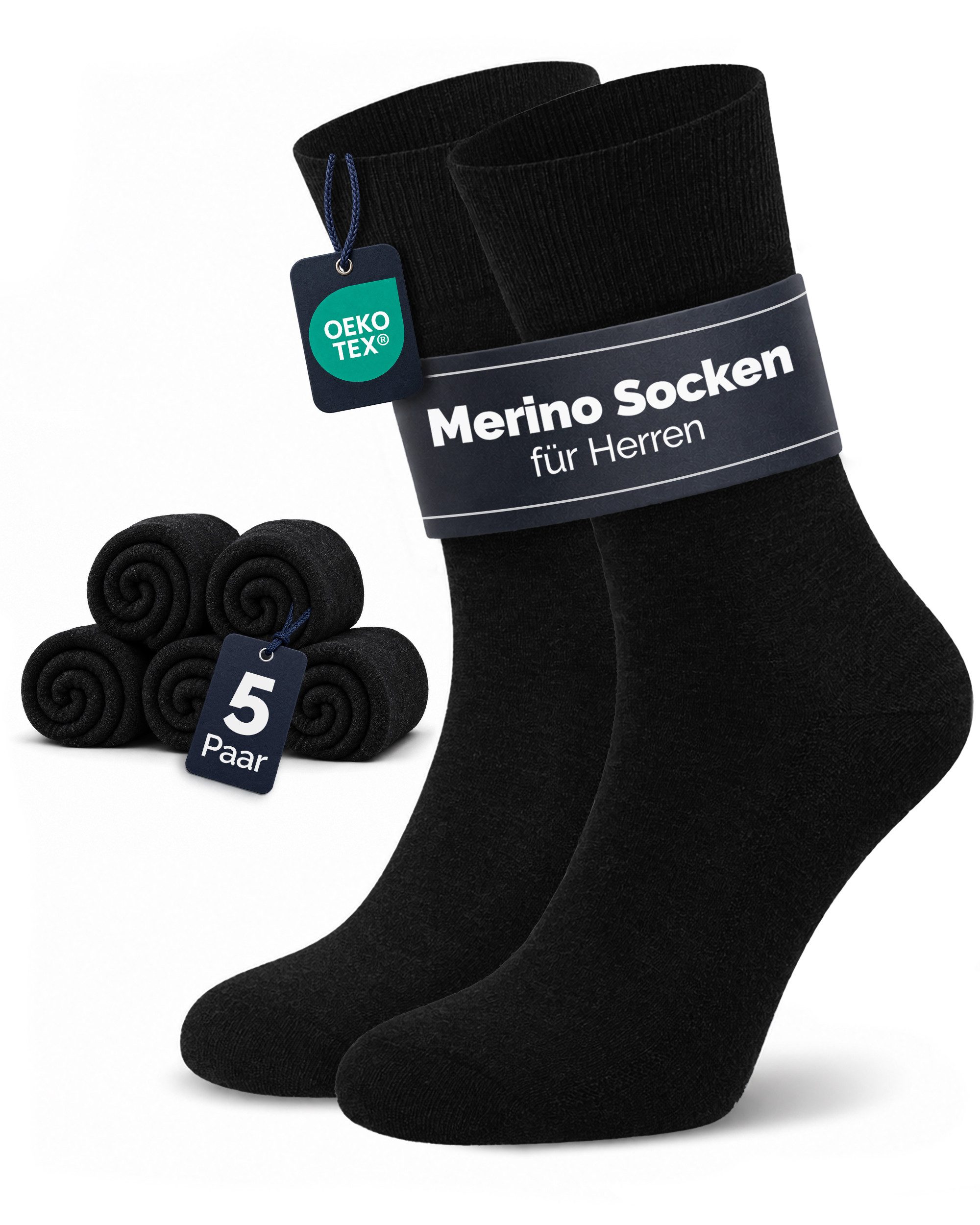GAWILO Businesssocken für Herren aus 64% Schurwolle - Klimaregulierende Merino Socken (5 Paar) Socken aus Merino Wolle kühlen im Sommer und wärmen im Winter
