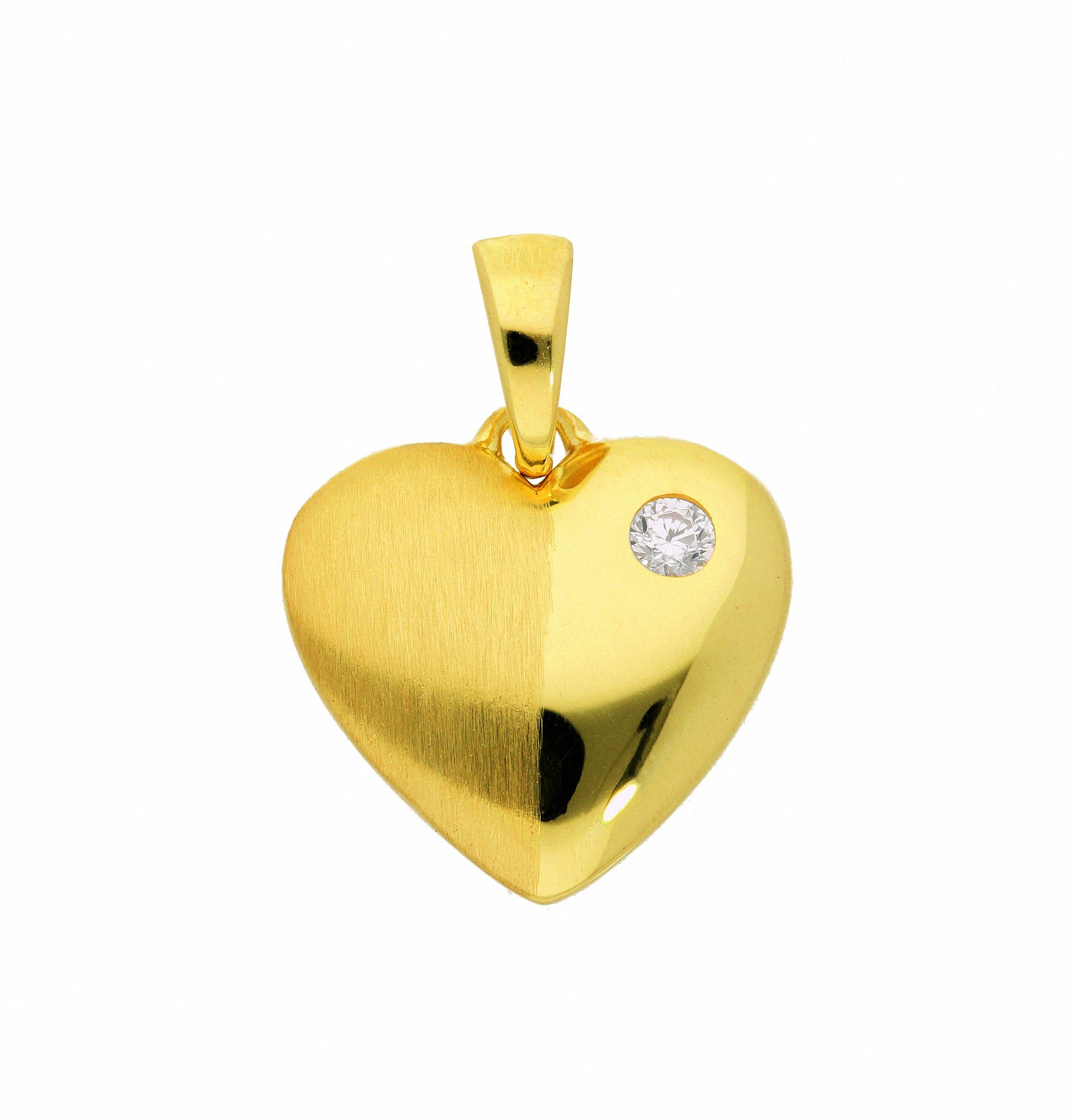Adelia´s Kette ohne Anhänger 585 Gold Anhänger Herz mit Zirkonia, Schmuckset - Set mit Halskette