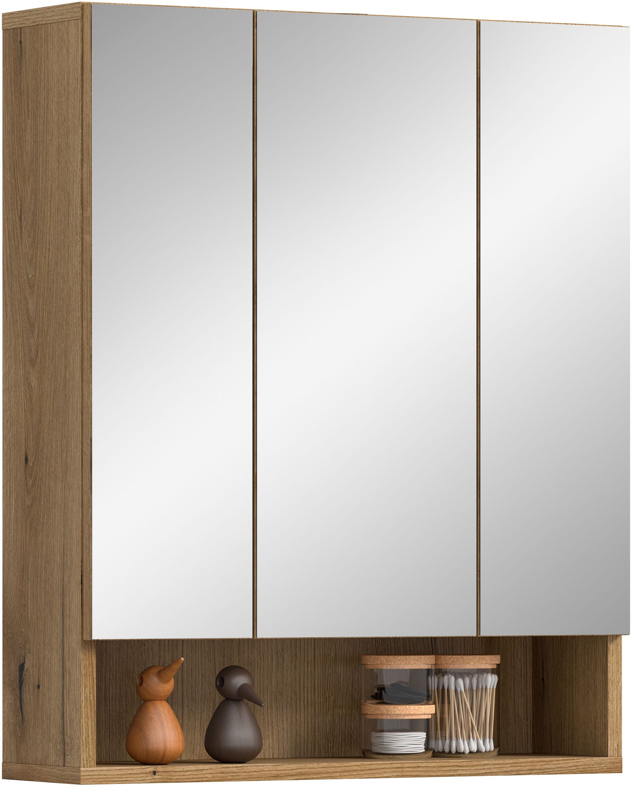 welltime Spiegelschrank VANN, Breite 60cm, 3 Spiegeltüren, 10 Fächer, viel Stauraum (individuell mit weiteren Artikel der Serie VANN kombinierbar) Spiegel, Schrank, Alibert, Badezimmerspiegelschrank, Badschrank