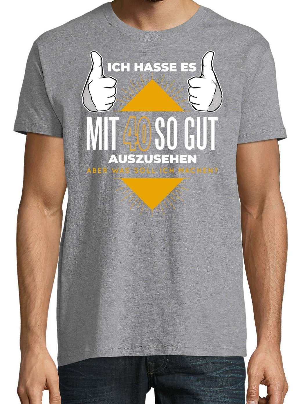 Youth Designz T-Shirt 40 und Herren Frontprint lustigem Spruch Gutaussehend mit Shirt Grau
