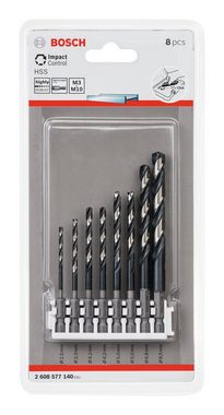 BOSCH Holzbohrer, Impact Control HSS Set mit Sechskantschaft - 2,5 - 8,5 mm - 8-teilig