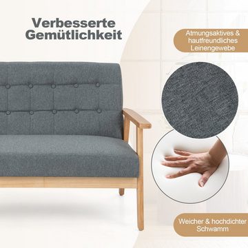 COSTWAY 2-Sitzer, Sofa mit Relaxfunktion, Kissen&Lehne, gepolstert 250kg Holz