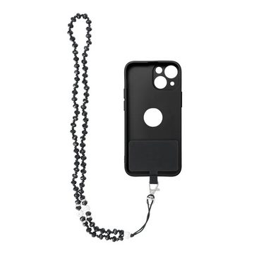 cofi1453 Anhänger Perlen kompatibel mit Smartphone / Kabellänge 74cm (37cm in einer Schlaufe) / für Hals - schwarz Smartphone-Tragegurt