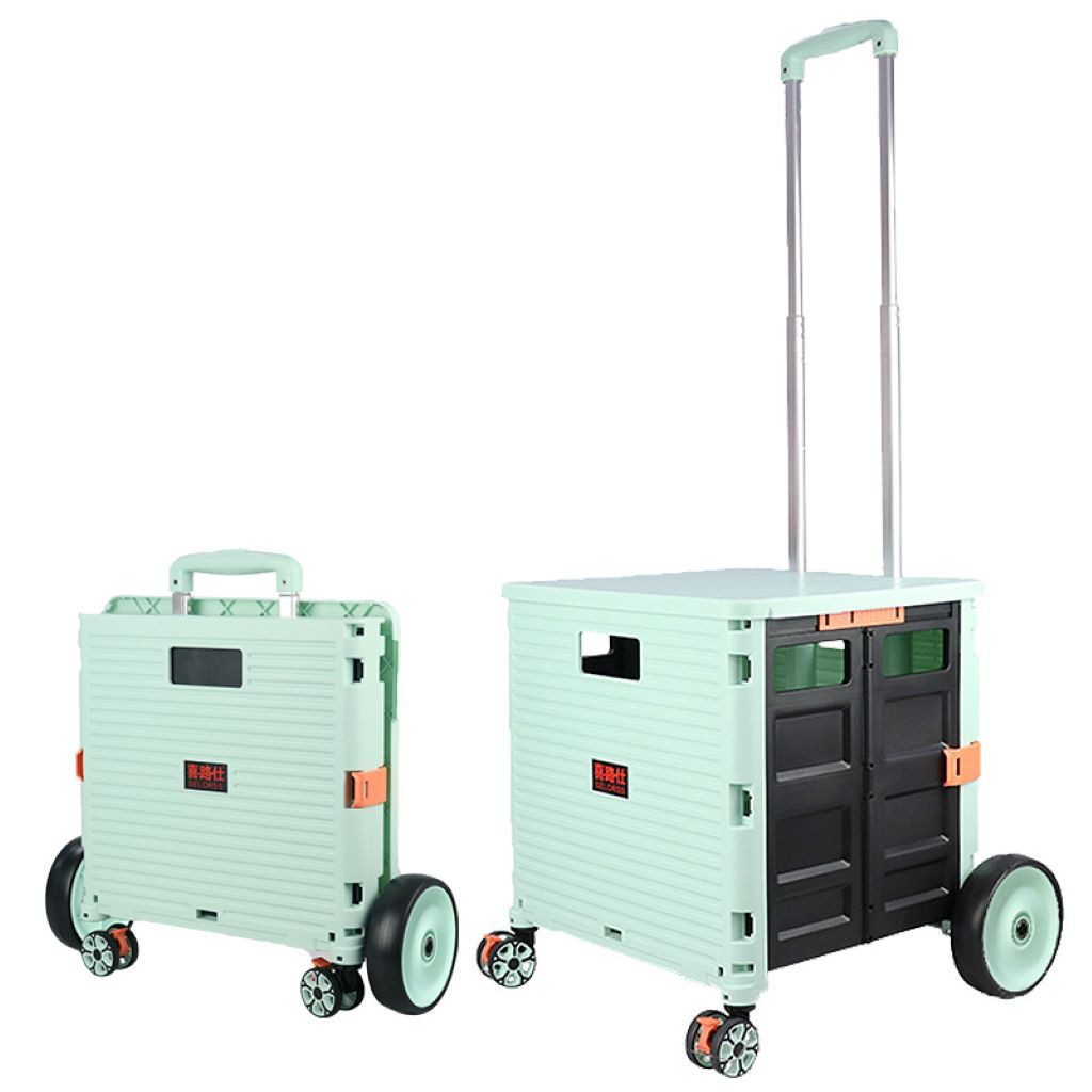 P & K Sackkarre 2in1 Einkaufstrolley: Klappbare Transportbox mit 6-Zoll XL-Rädern