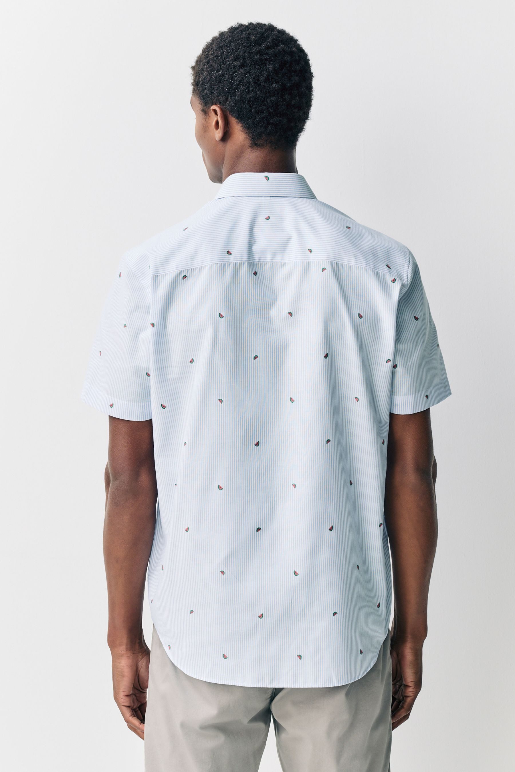 Next Kurzarmhemd Bügelleichtes Oxford-Hemd mit Streifen und Obst (1-tlg) günstig online kaufen