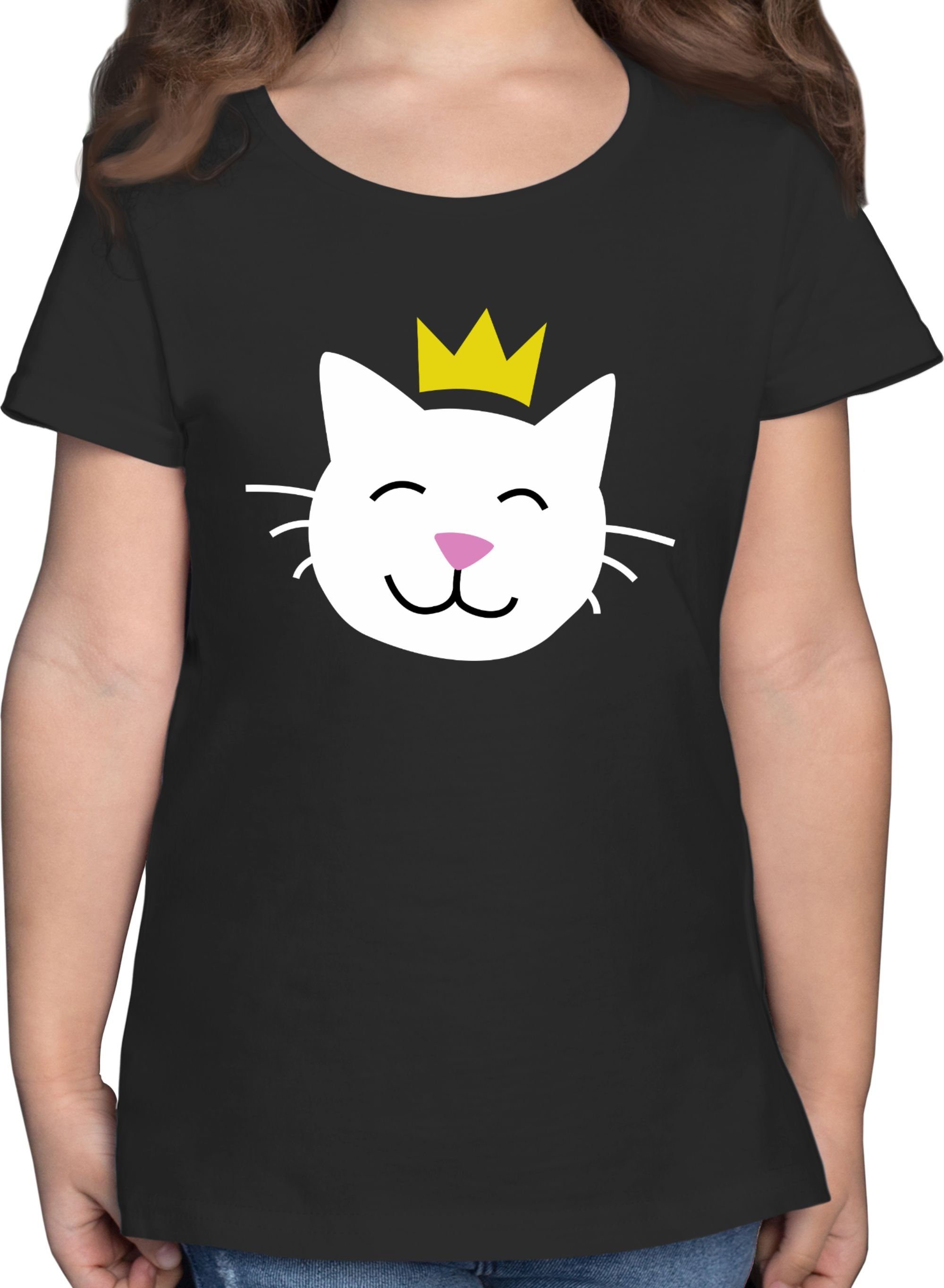 Shirtracer T-Shirt Katze Prinzessin - Katzen Cat Princess Cats Katzenkostüm Prinzessinnen Karneval & Fasching 2 Schwarz