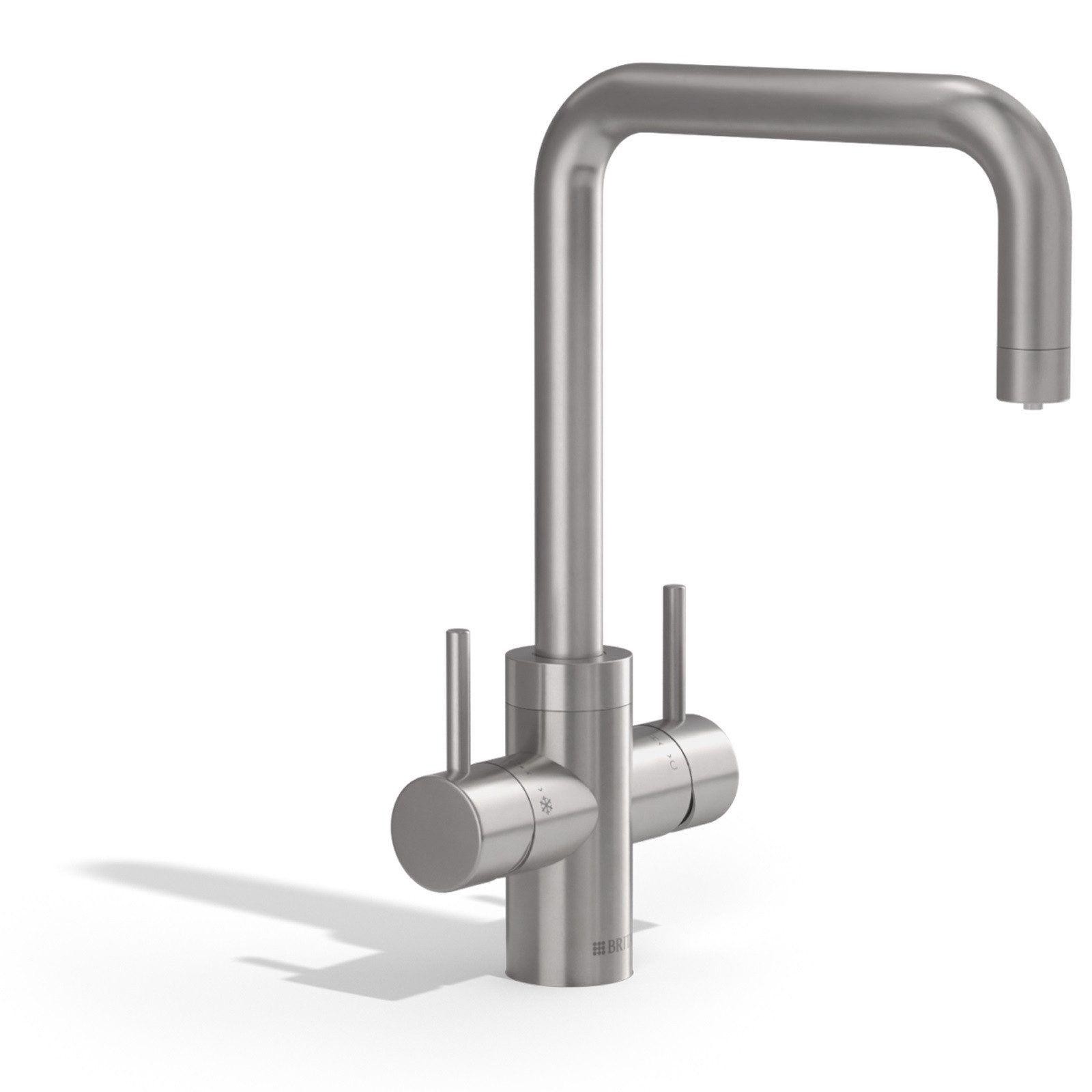 BRITA Küchenarmatur yource pro select Edelstahl, Eckig, Yource CO2-Zylinder, BRITA P 3000-S Filterkartusche