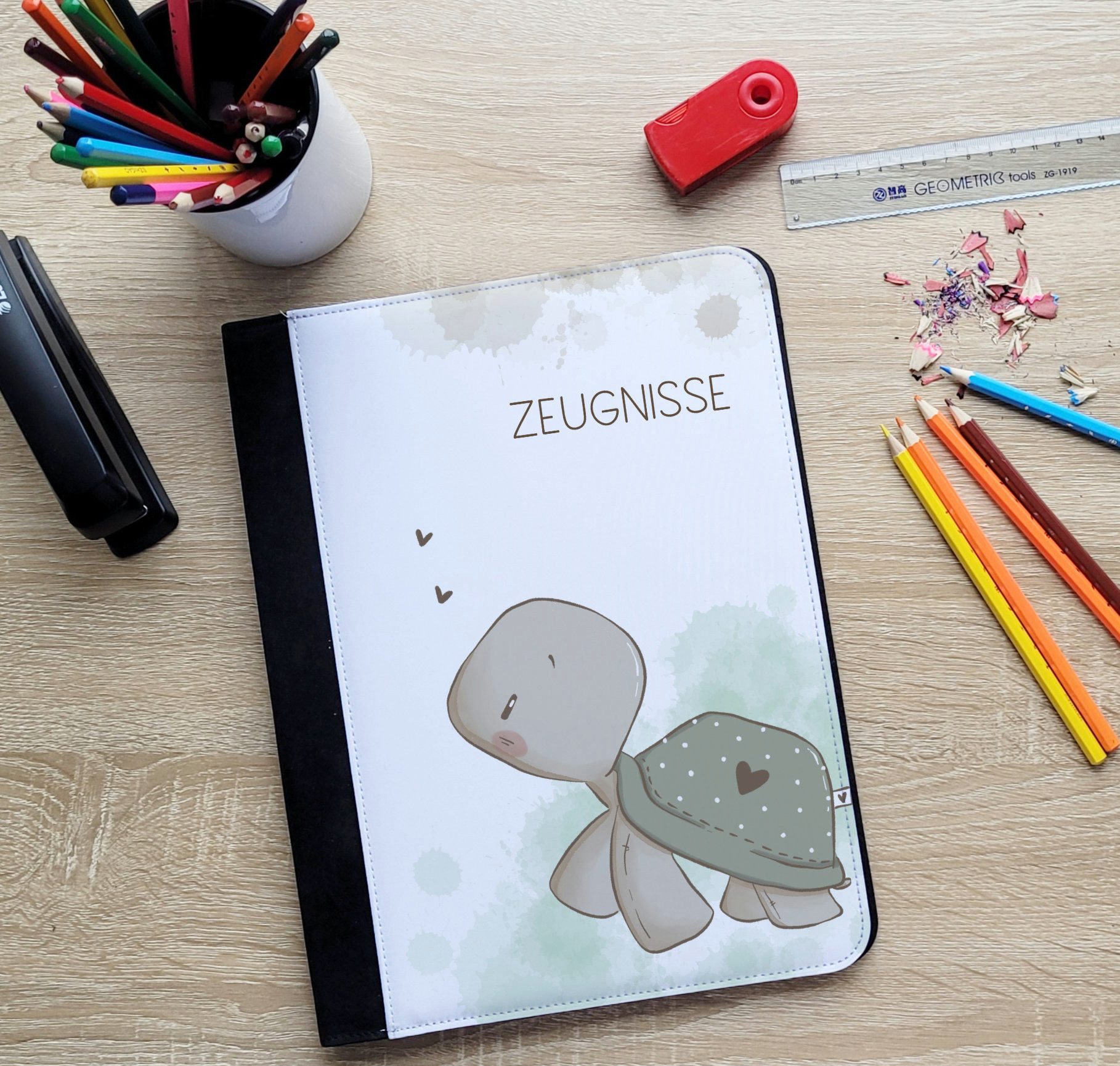 CreaDesign Schreibmappe Kinder Zeugnismappe, Dokumentenmappe, Ordner A4, Schildkröte Pepe (1-St)