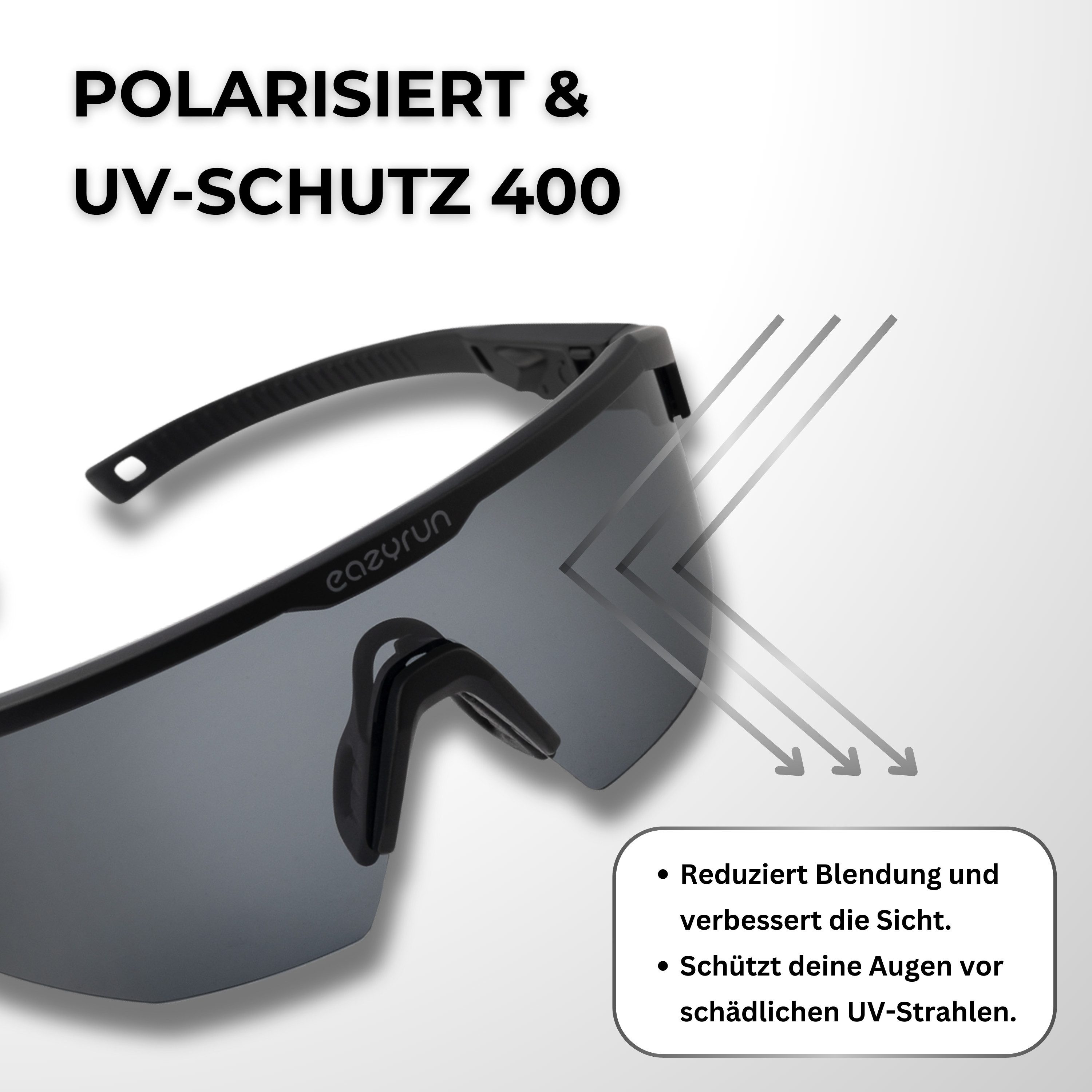 EyeAm Fahrradbrille, Sportbrille, Unisex Design, Für Sport, Rad, Laufen, MTB & Outdoor, (Modell: EAZYRUN), UV-Schutz 400