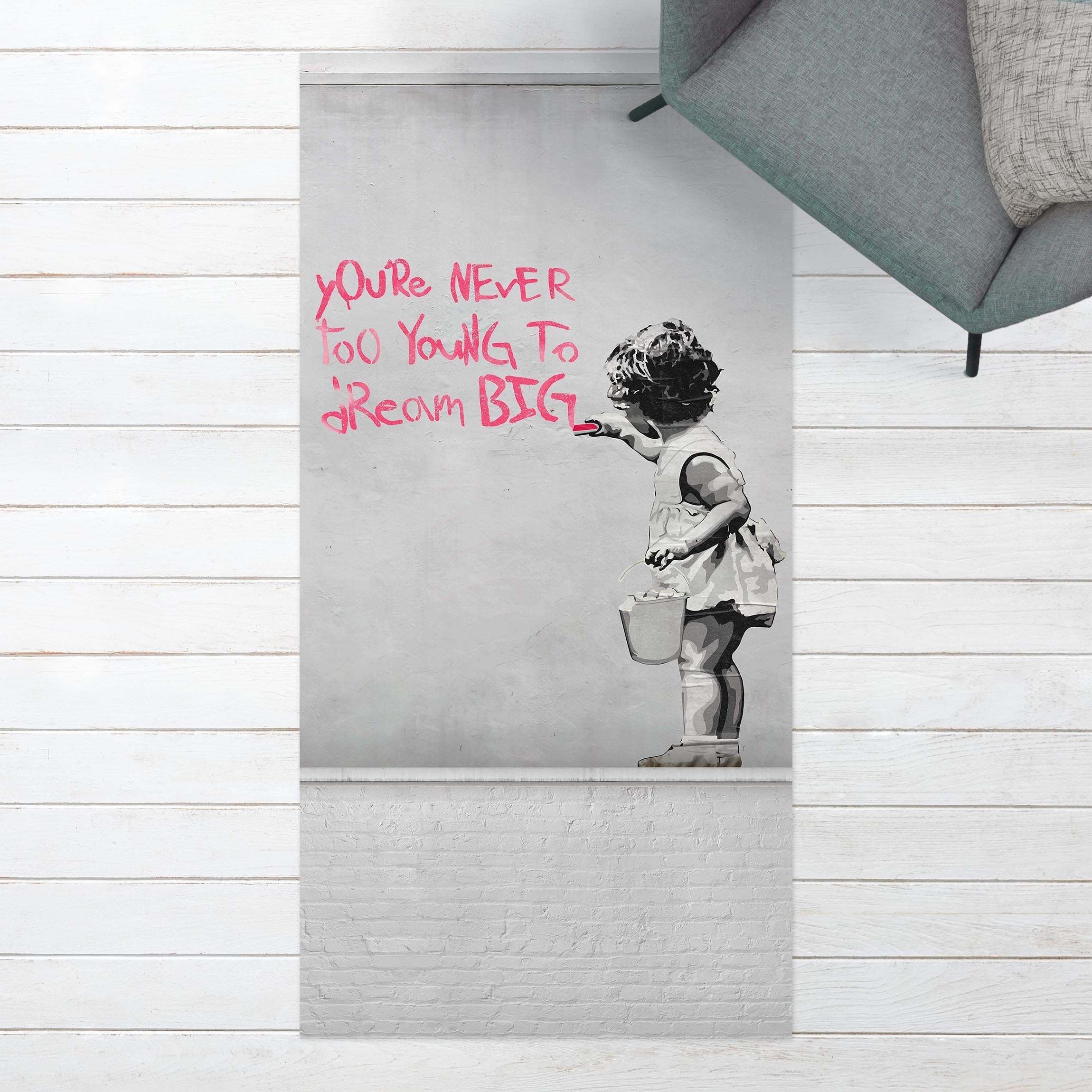 Läufer Teppich Vinyl Brandalised ft. Graffiti by Banksy Flur, Küche, Bilderdepot24, Läufer - schwarz weiß glatt