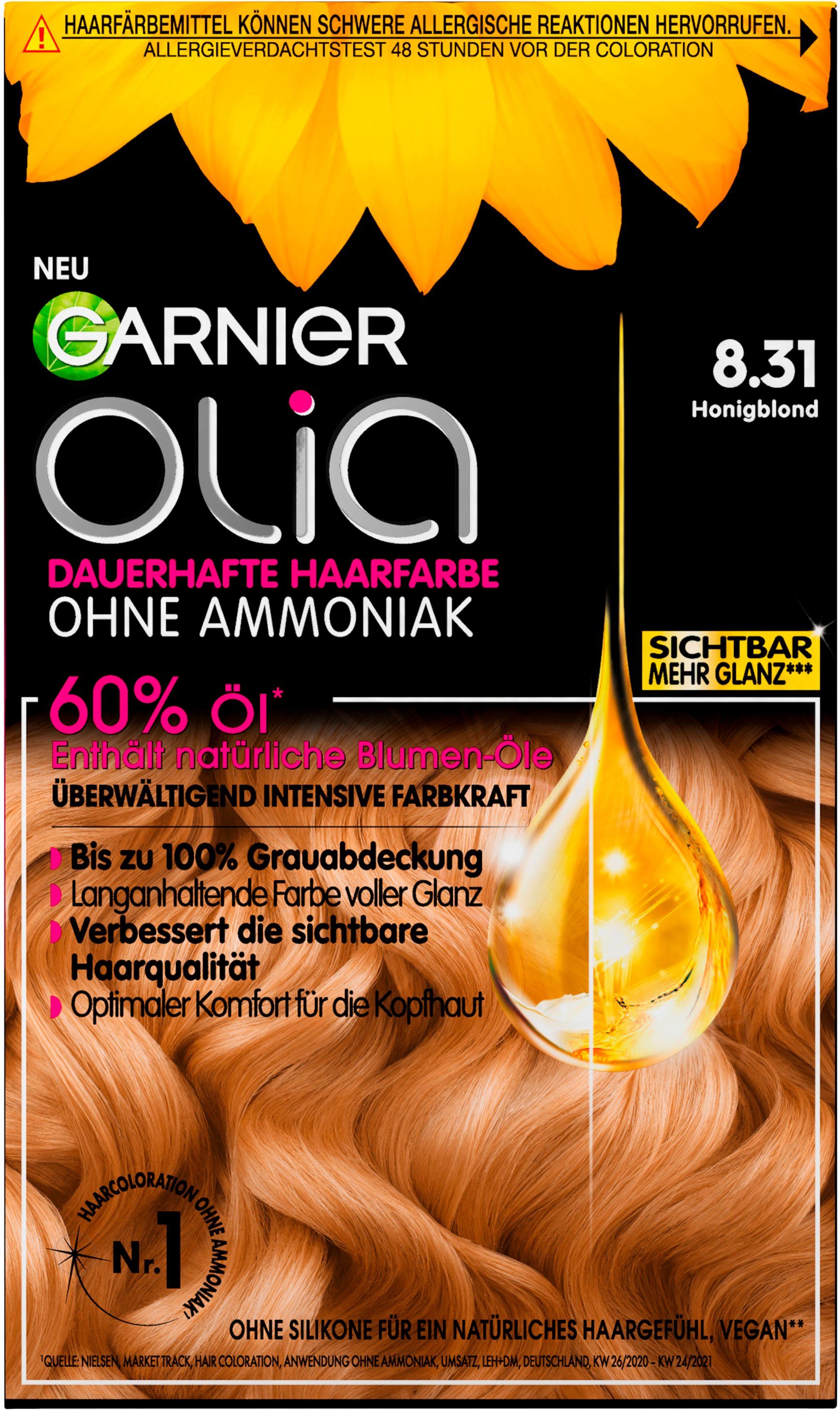 3-tlg., Set, Haarfarbe, Olia GARNIER Garnier dauerhafte 8.31 Honigblond Coloration