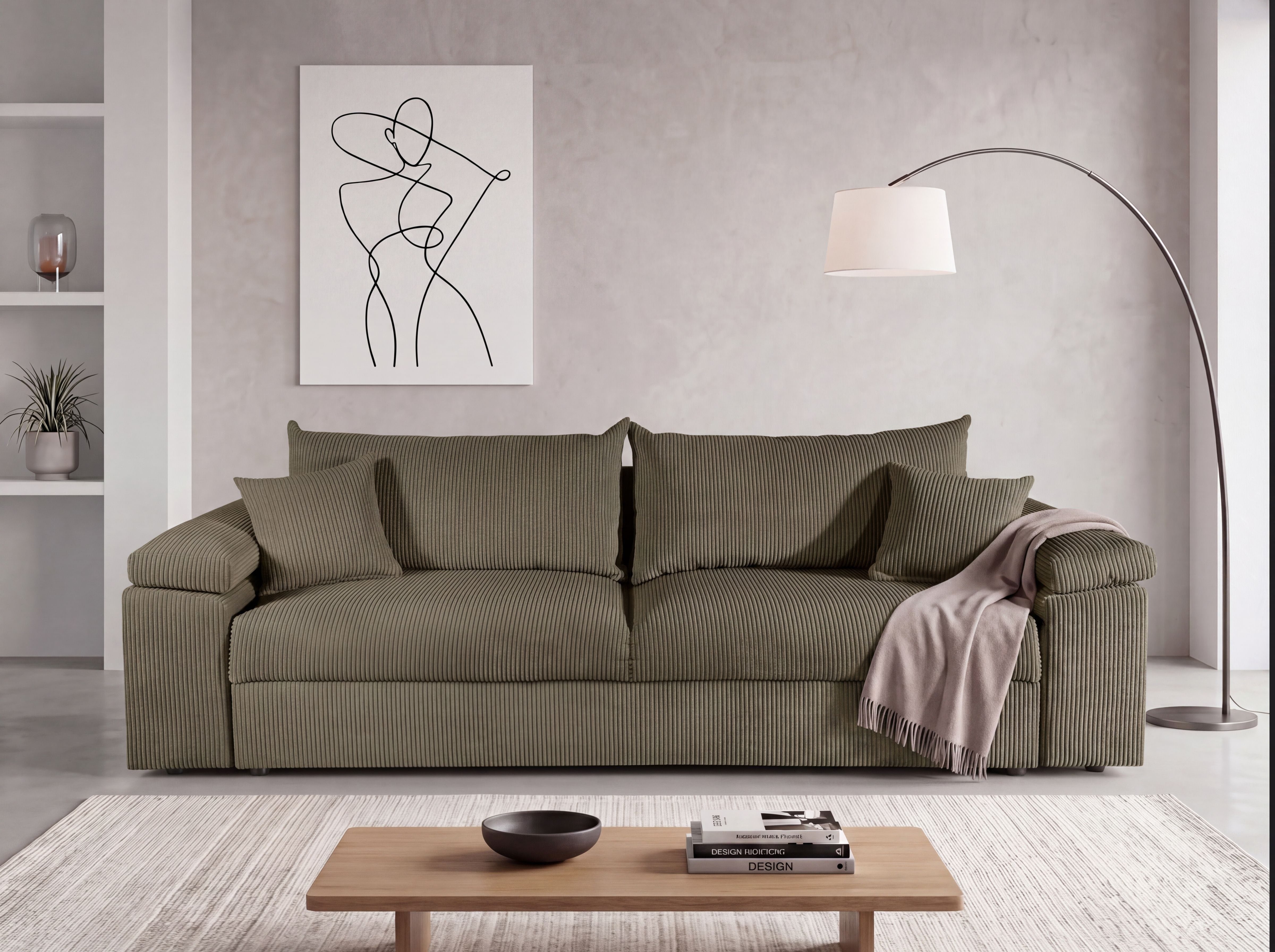 COLLECTION AB Schlafsofa Mara, B: 249 cm, Liegefl. 139x195 cm, Dauer-Schlaffunktion, Bettkasten & Federkern, wahlweise mit Topper