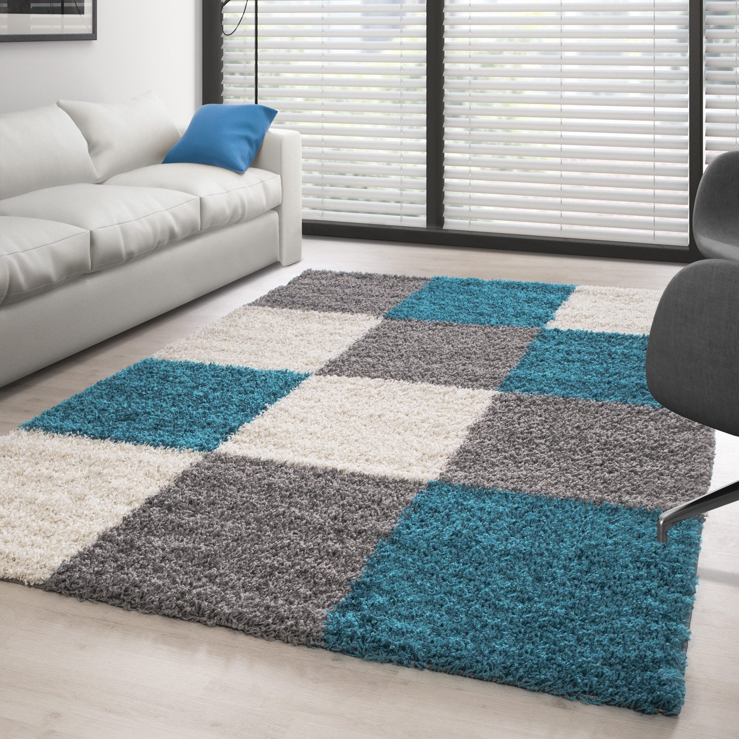 Carpettex Hochflor-Teppich Kariert Design, Läufer, Höhe: günstig online kaufen