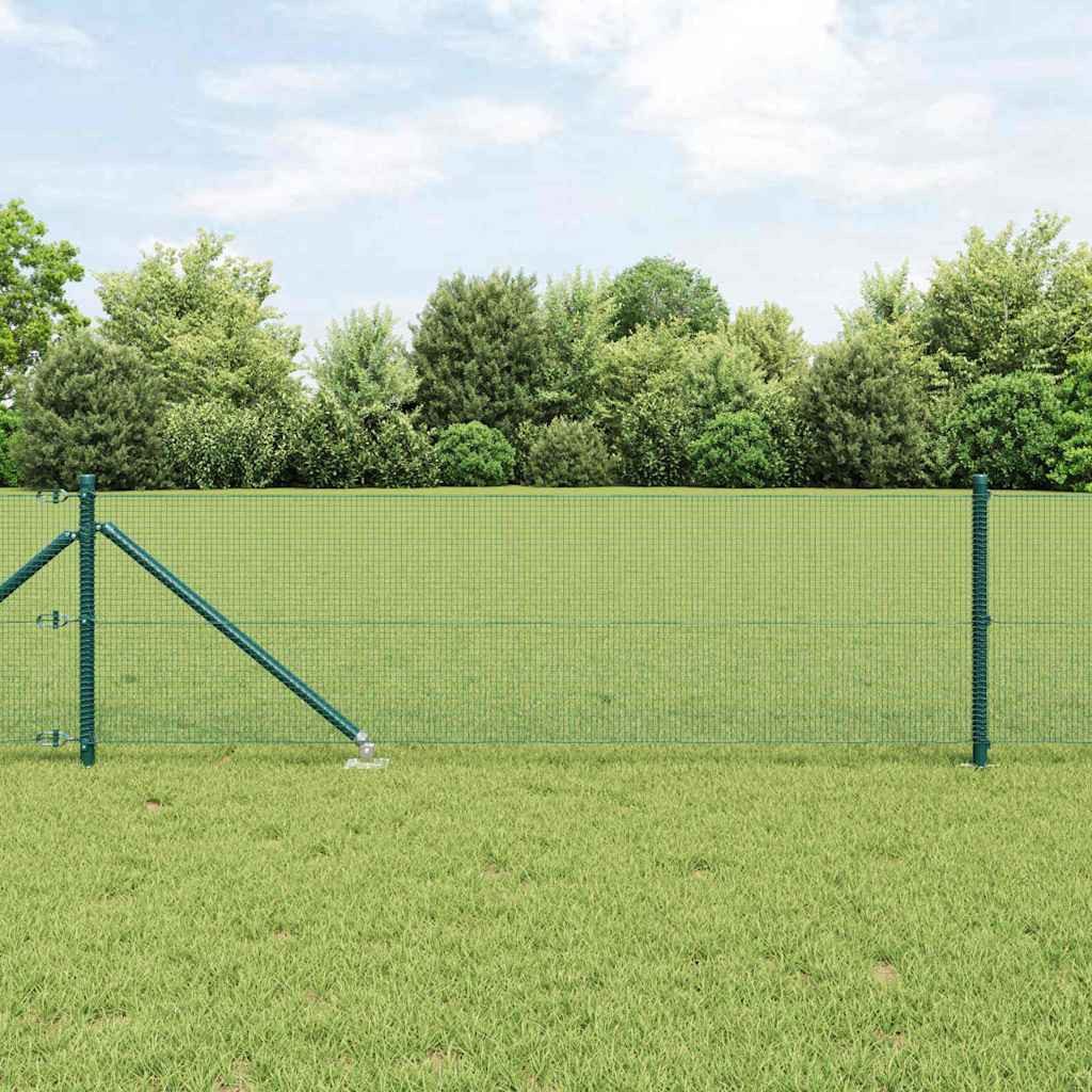 vidaXL Zaunpfosten, Zaunpfosten Grün 50 x 0,6 m (12 x 12 mm Masche) Stahl und PVC